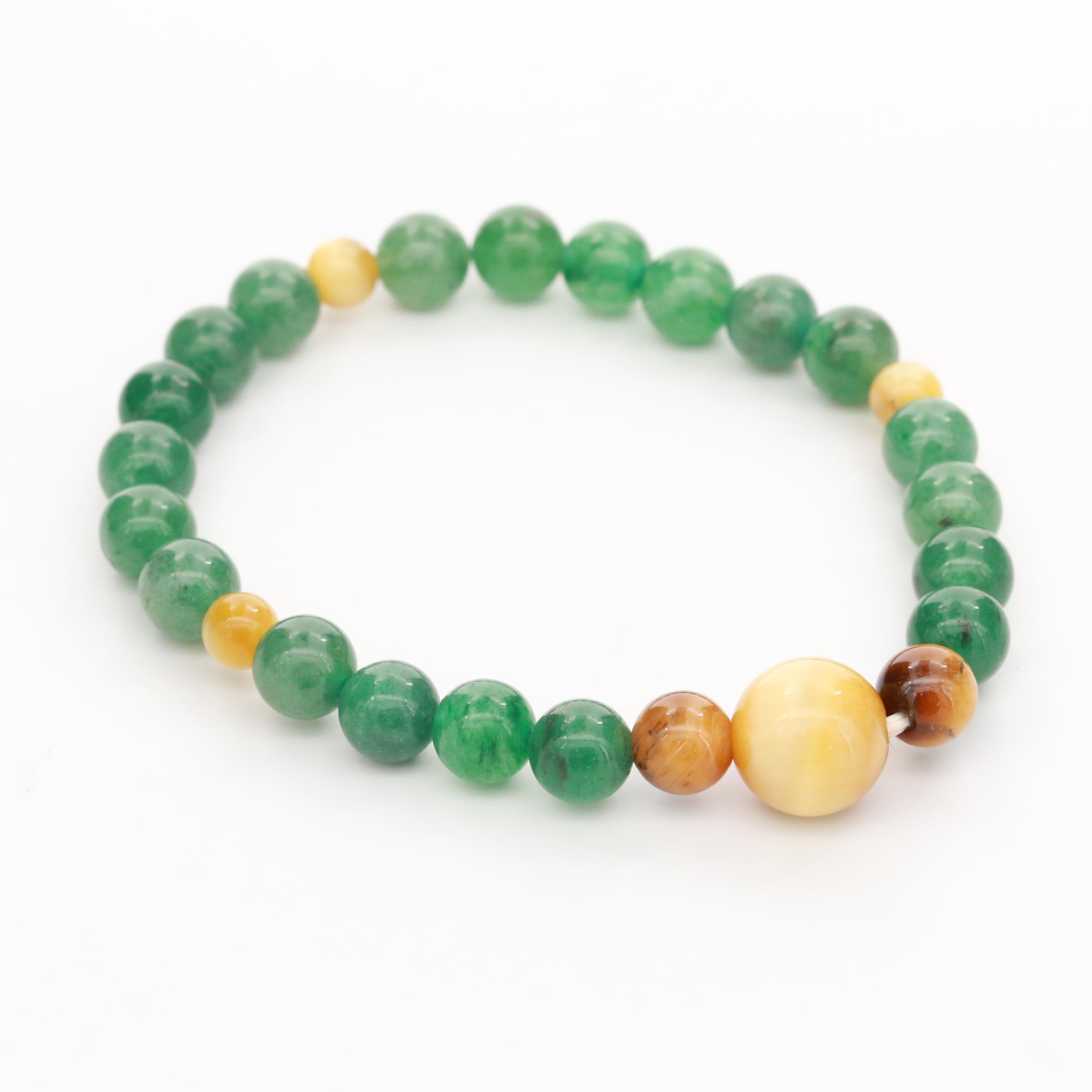 Expandable Tiger's Eye and Aventurine Quartz Expandable Bracelet