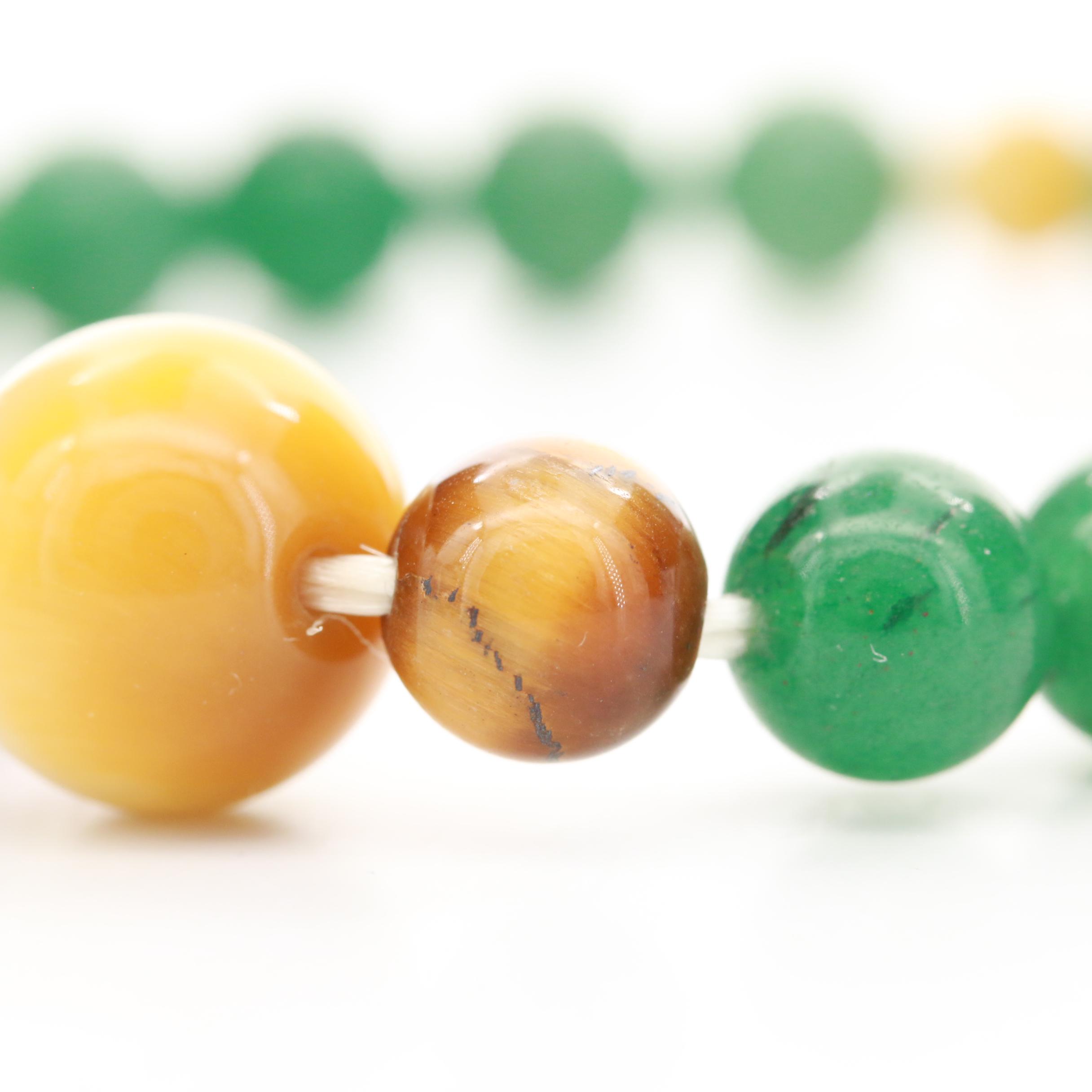 Expandable Tiger's Eye and Aventurine Quartz Expandable Bracelet