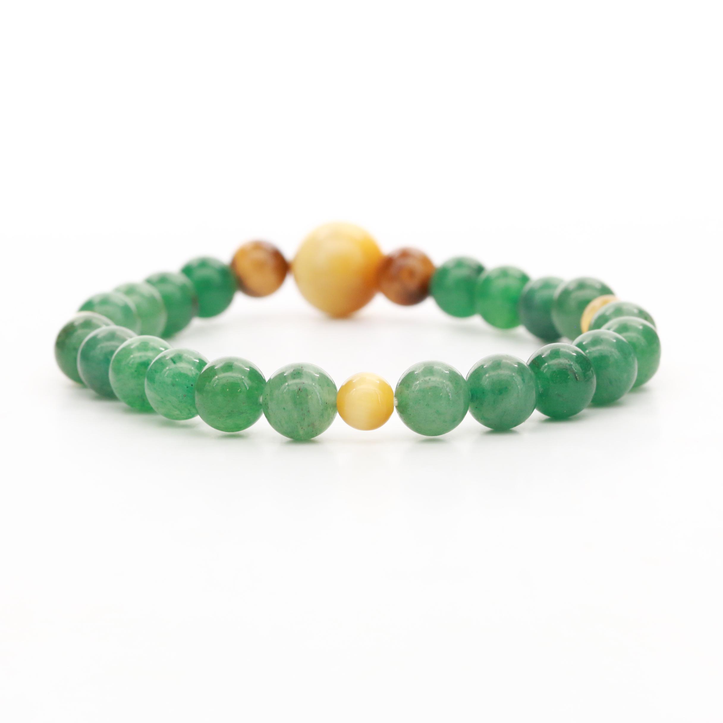 Expandable Tiger's Eye and Aventurine Quartz Expandable Bracelet