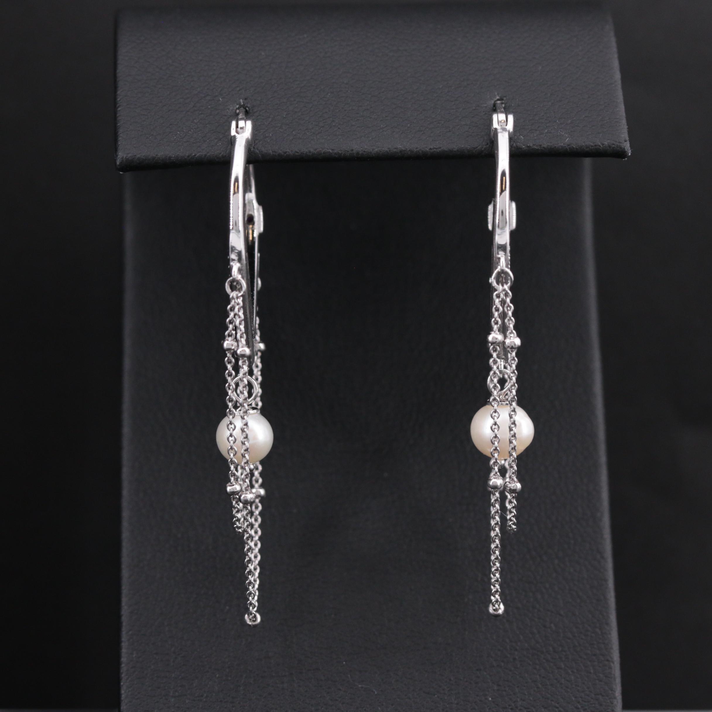 Elle Sterling Cubic Zirconia and Cultured Pearl Hoop Earrings