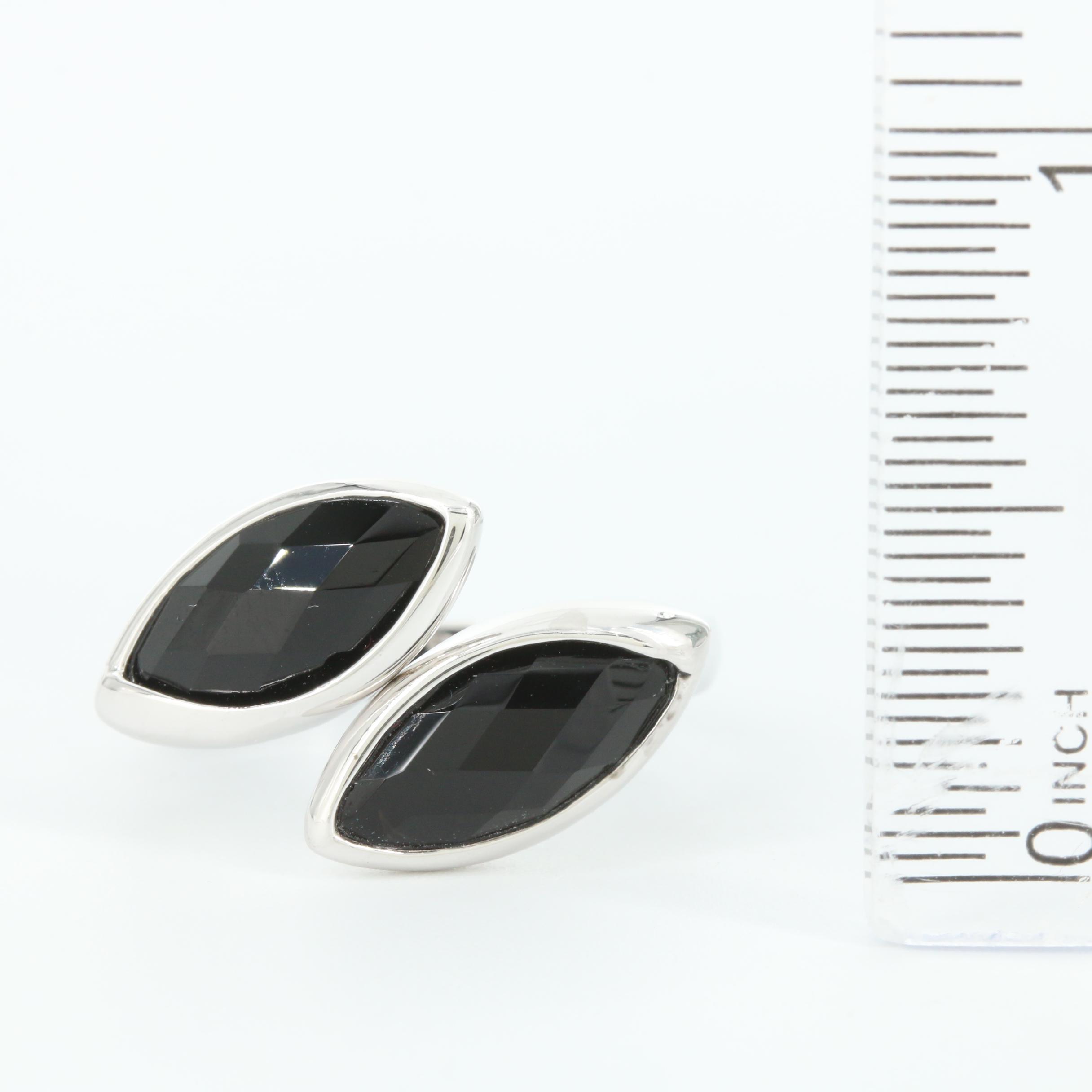 Elle Sterling Silver Black Onyx Bypass Ring