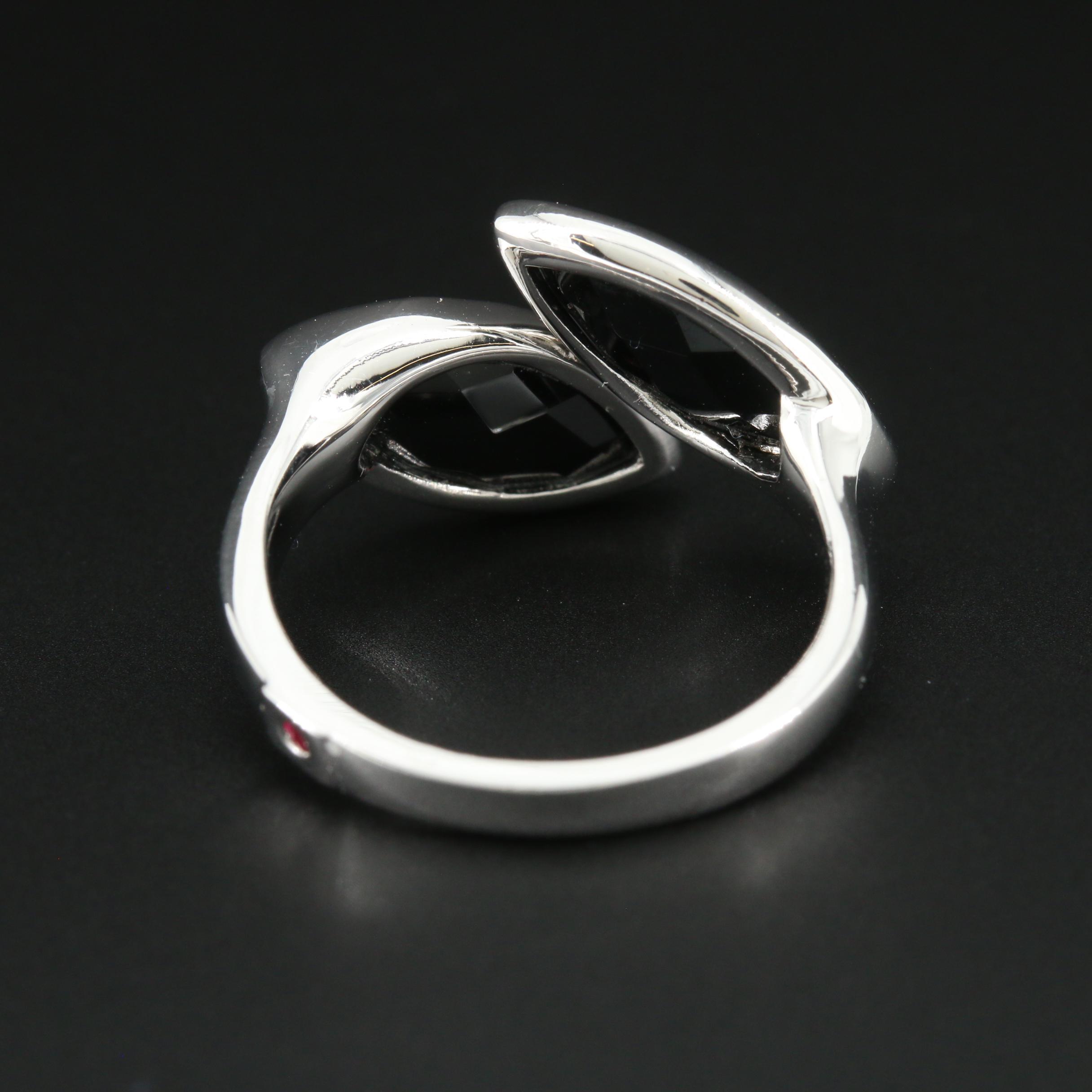 Elle Sterling Silver Black Onyx Bypass Ring