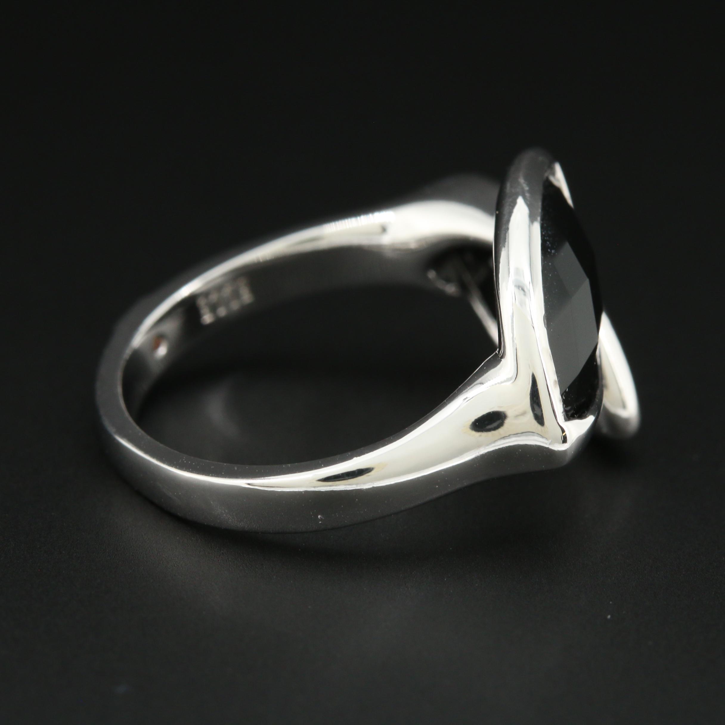 Elle Sterling Silver Black Onyx Bypass Ring