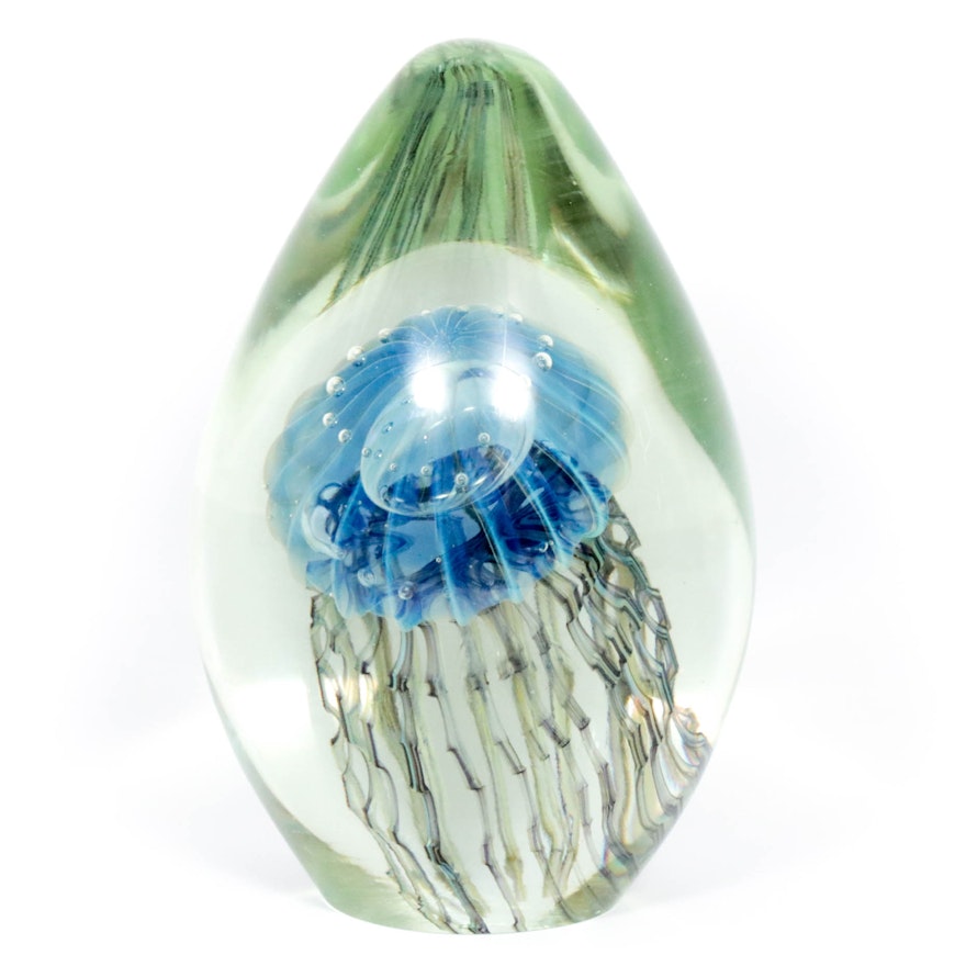 Robert Eickholt Art Glass Jellyfish Paperweight