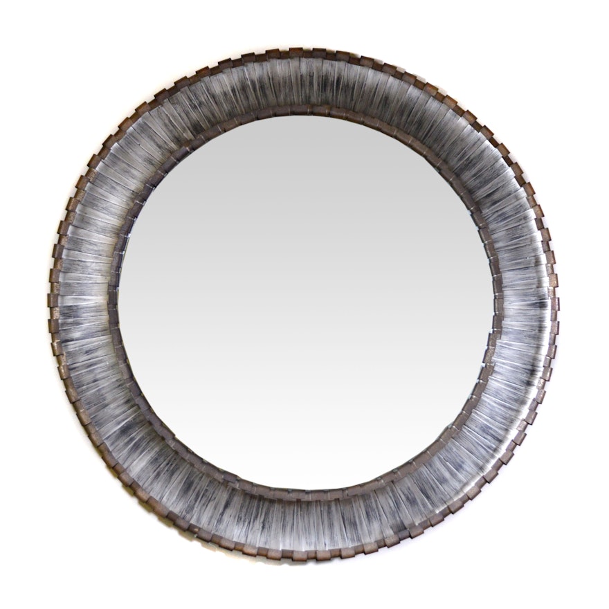 Uttermost "Tanaina” Brushed Metal Round Wall Mirror, Contemporary
