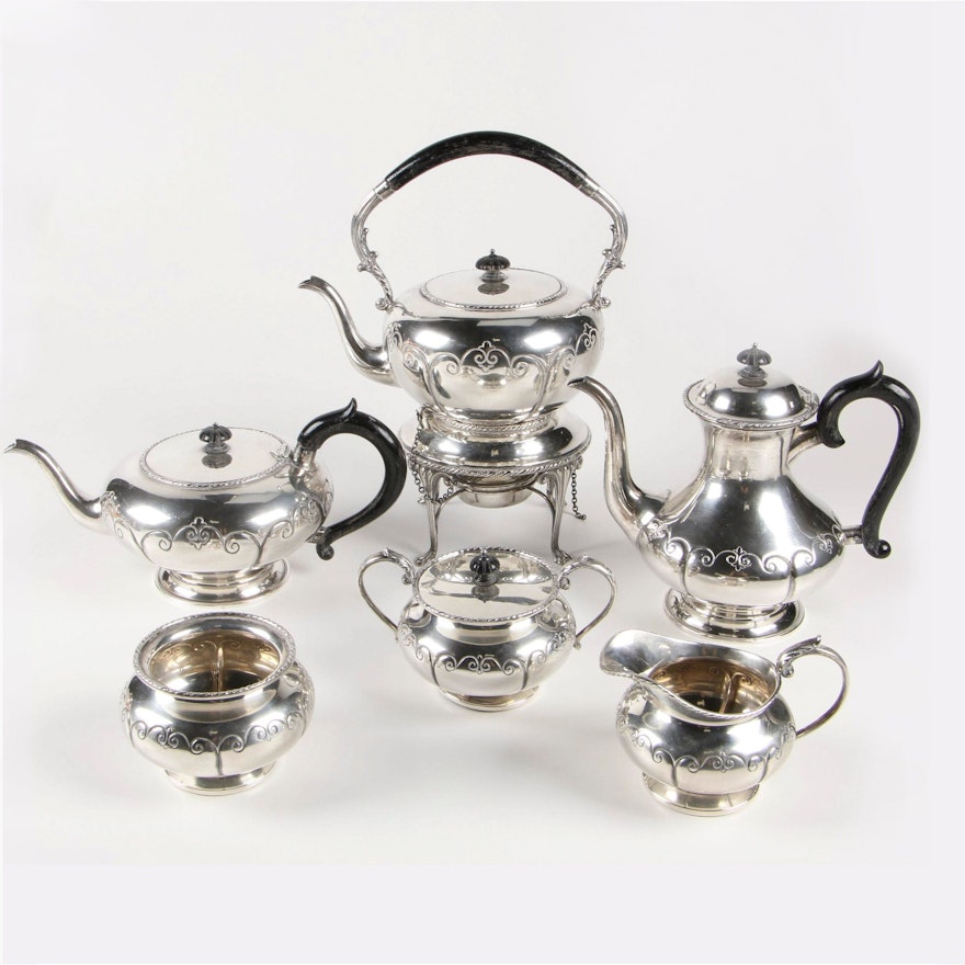 Sterling Silver Tea and Coffee Service with Kettle and Waste