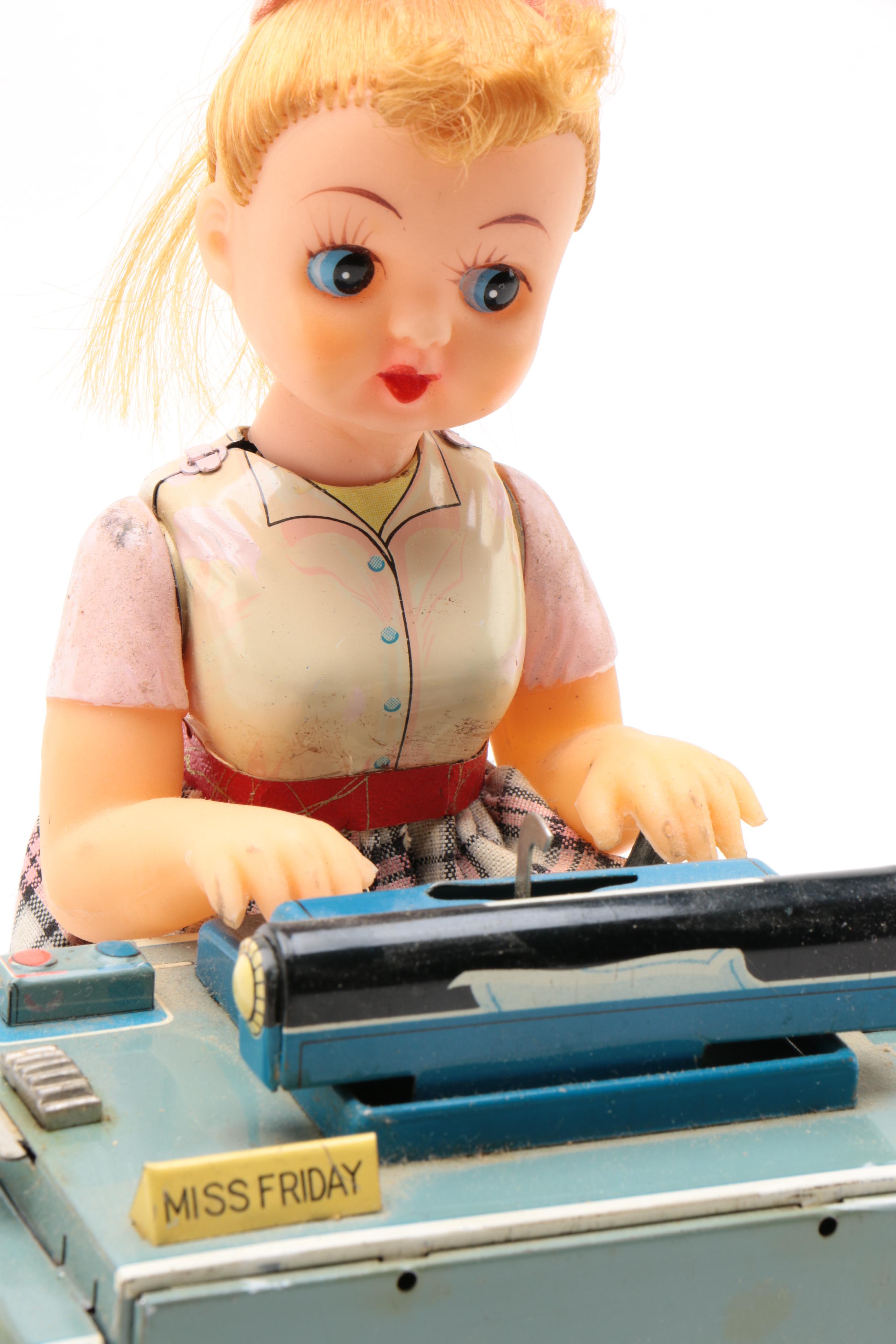 Japanese "Miss Friday The Typist" Battery Operated Toy in Original Box, 1960s