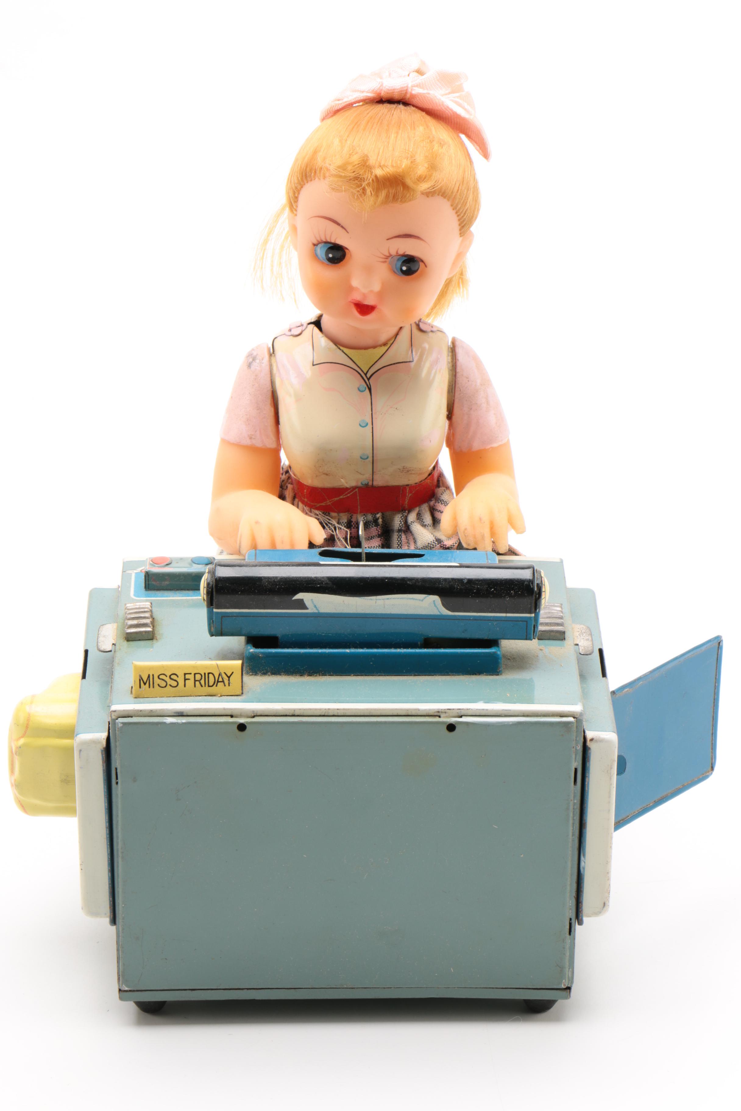 Japanese "Miss Friday The Typist" Battery Operated Toy in Original Box, 1960s