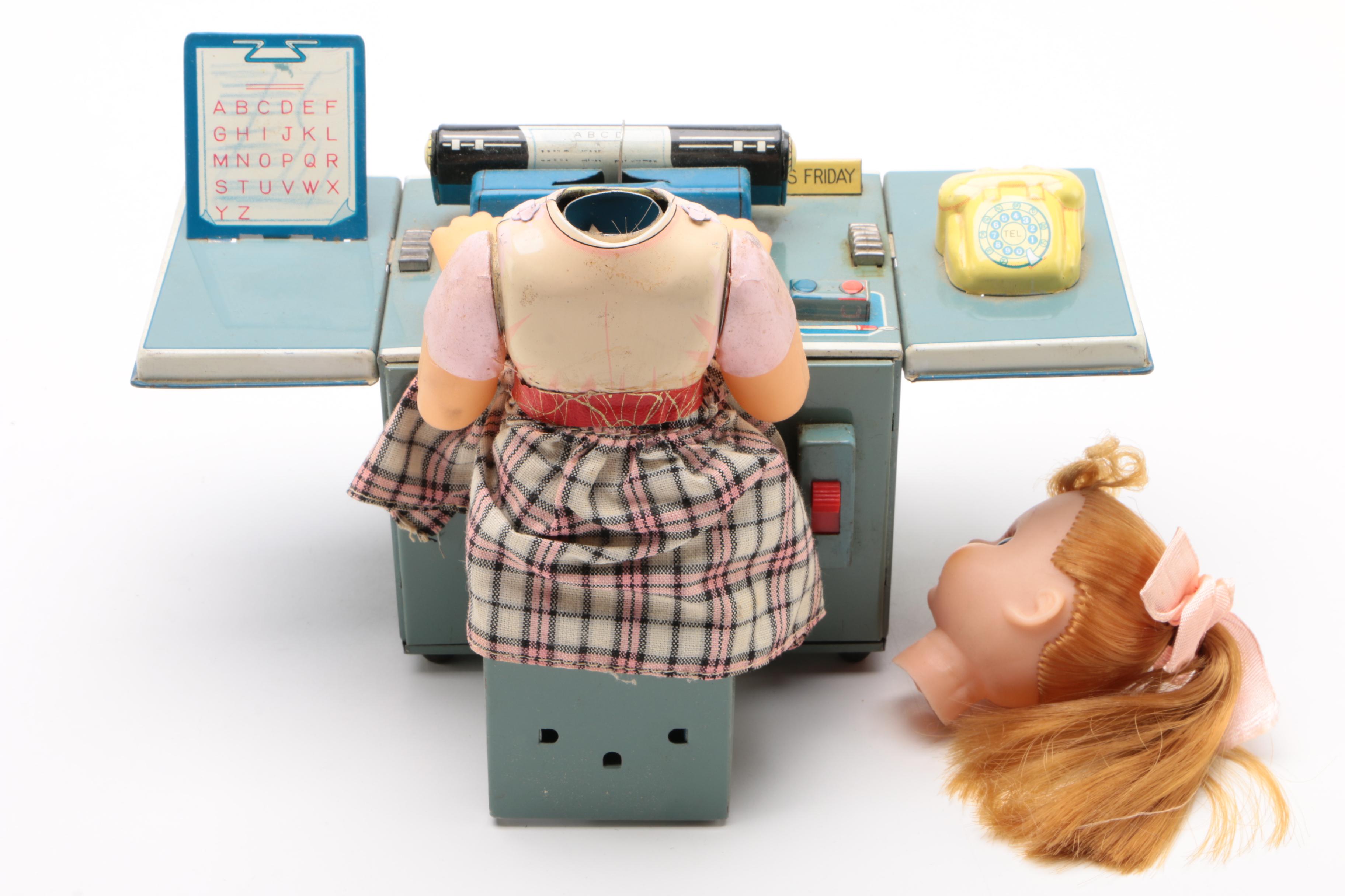 Japanese "Miss Friday The Typist" Battery Operated Toy in Original Box, 1960s