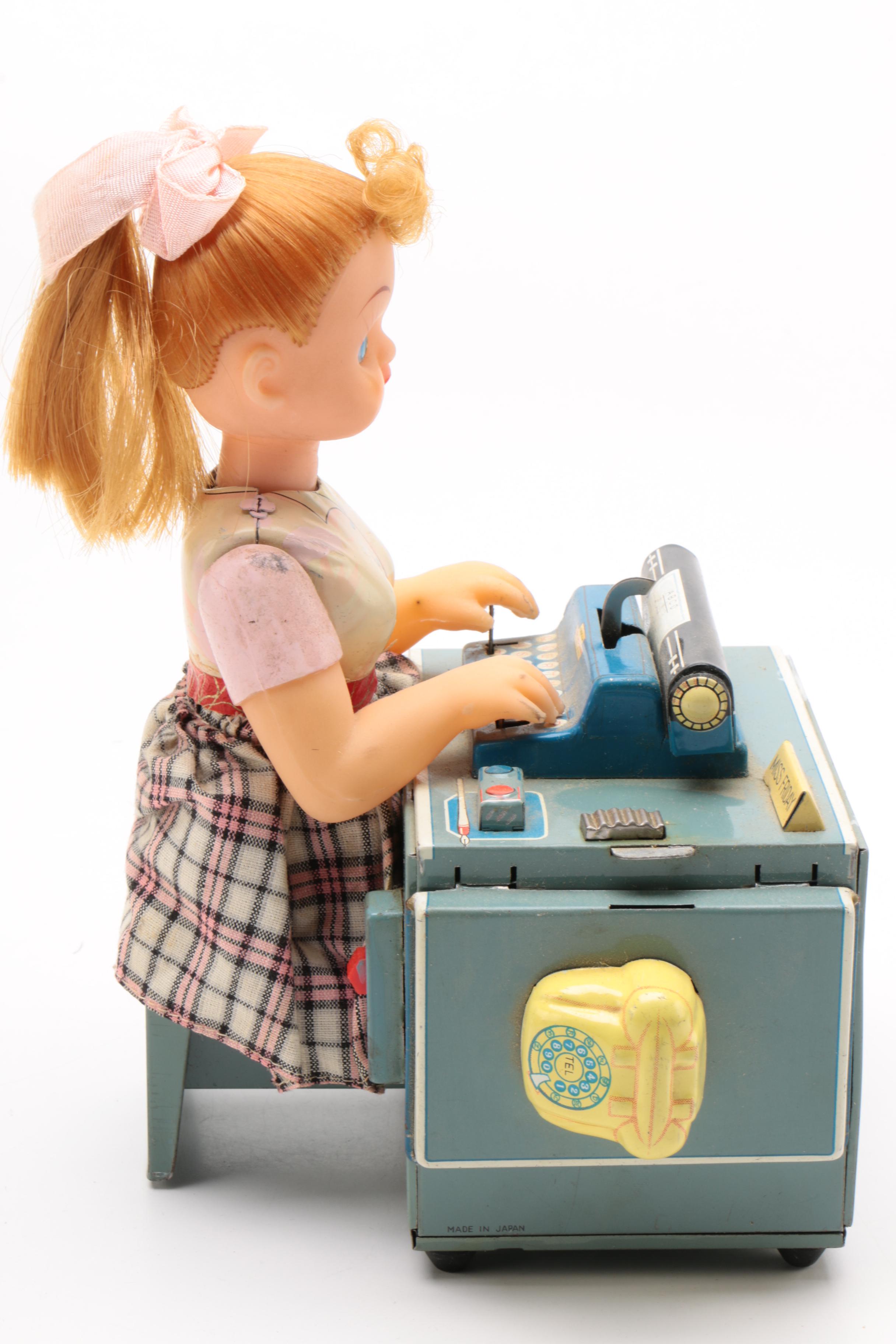Japanese "Miss Friday The Typist" Battery Operated Toy in Original Box, 1960s