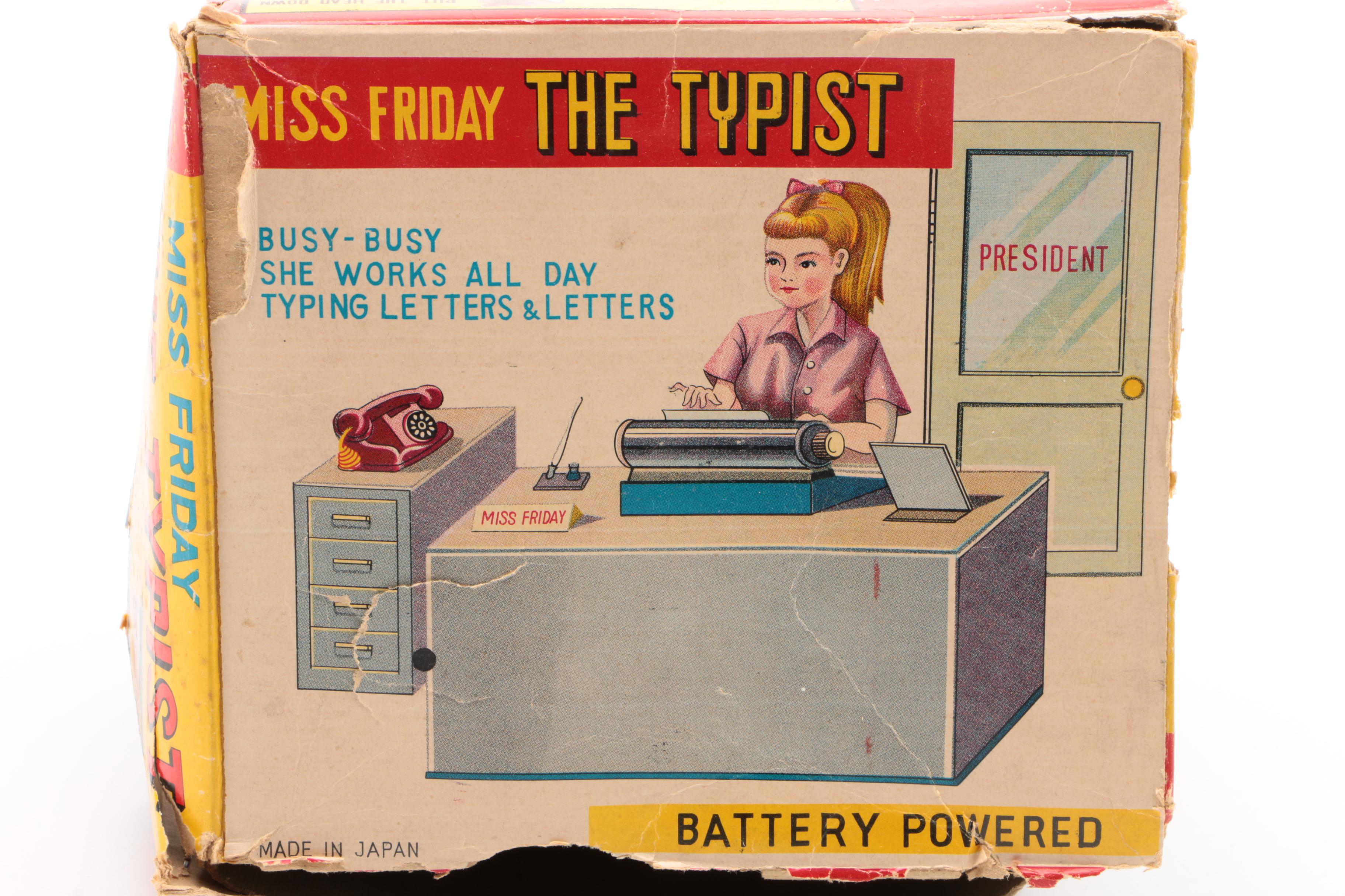 Japanese "Miss Friday The Typist" Battery Operated Toy in Original Box, 1960s