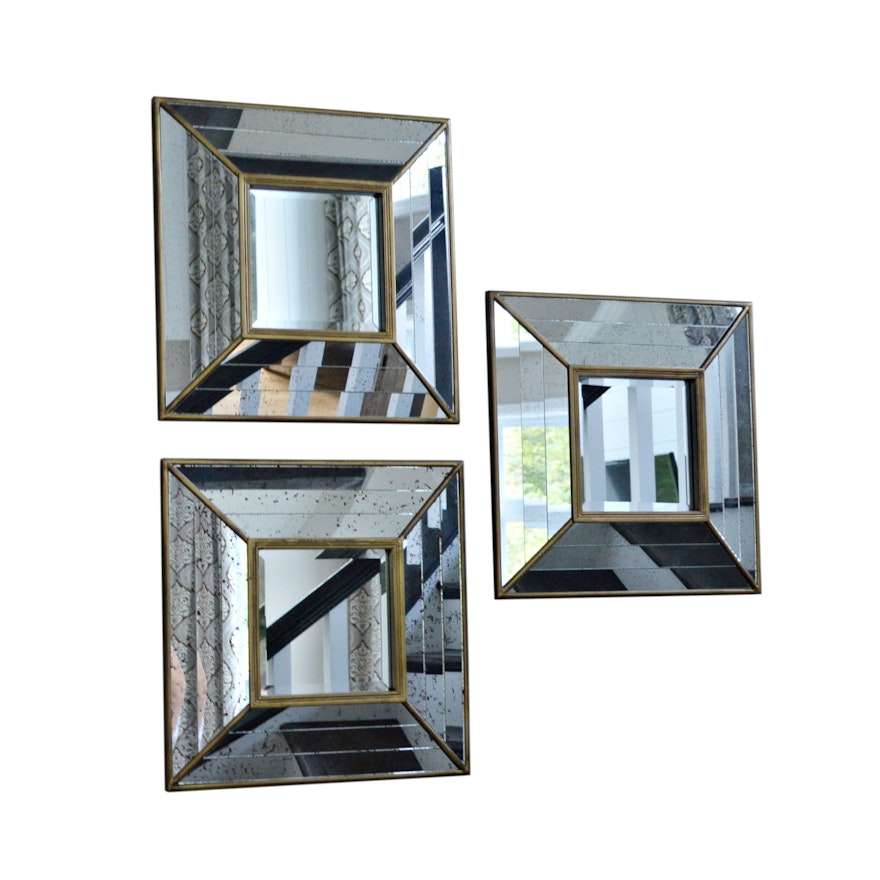 Three Hands Beveled Accent Wall Mirrors, Set of Three