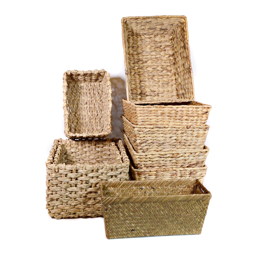 Woven Seagrass and Fiber Storage Baskets
