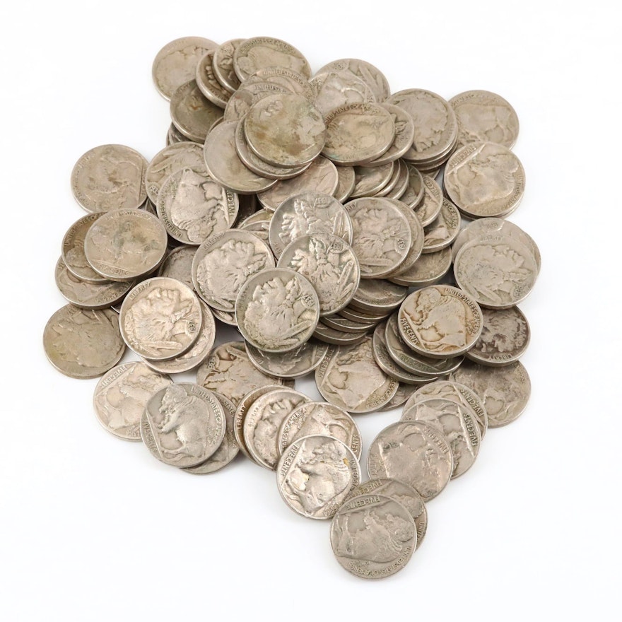 100 Buffalo Nickels Ranging from 1920 - 1937