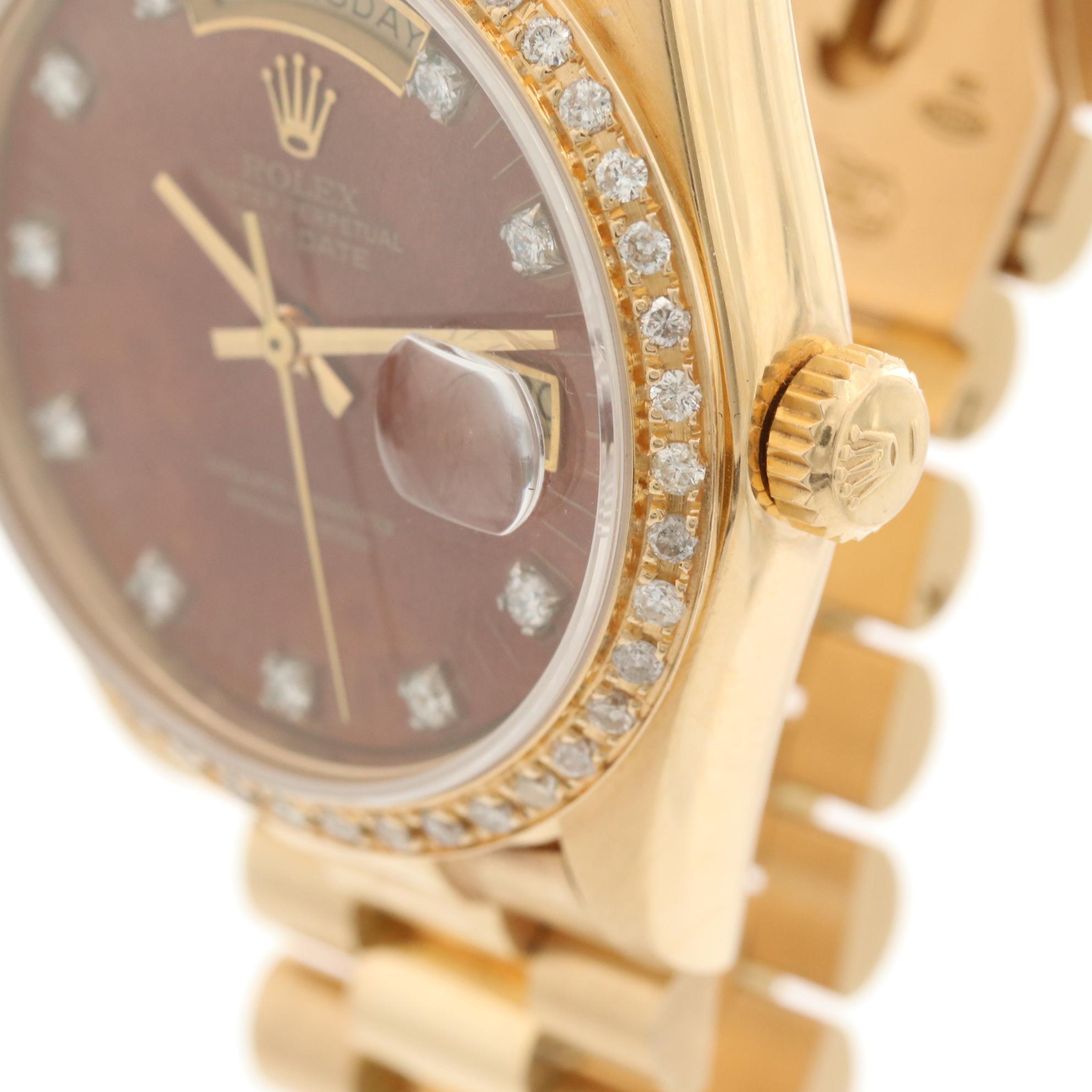 Rolex President Day-Date 18K Gold and 1.15 CTW Diamond Watch,1984