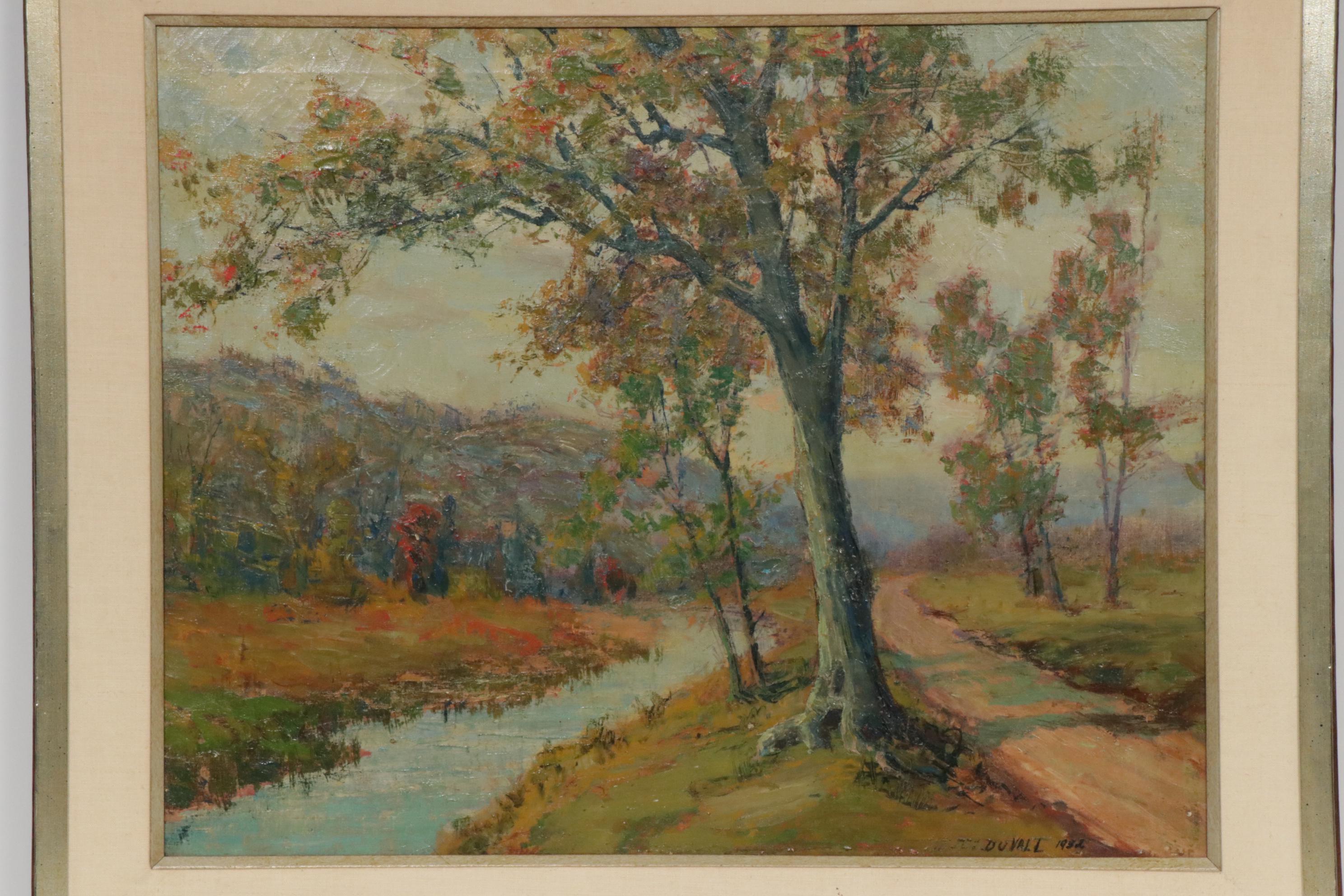 Charles William Duvall Rural Creek Landscape Oil Painting