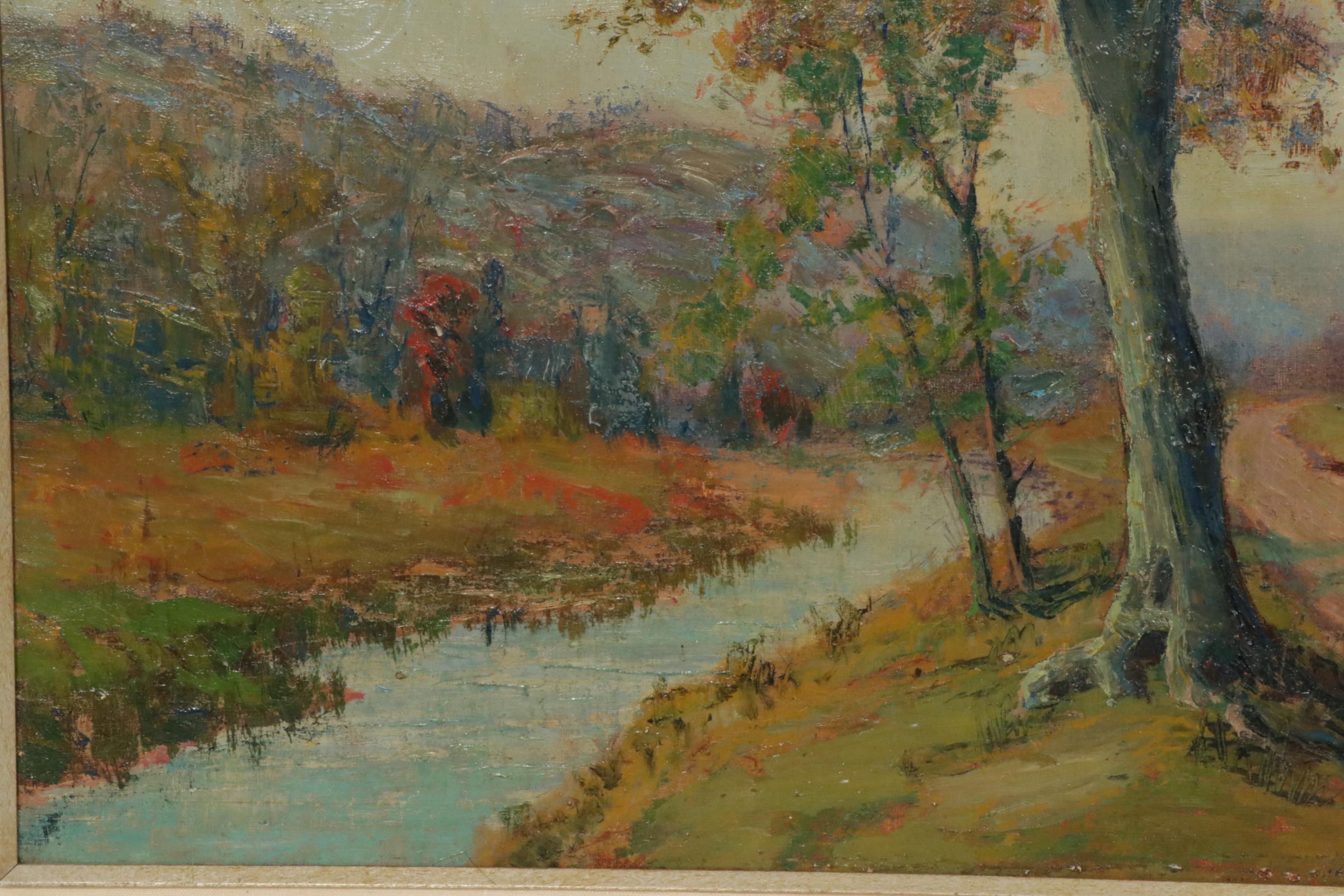 Charles William Duvall Rural Creek Landscape Oil Painting