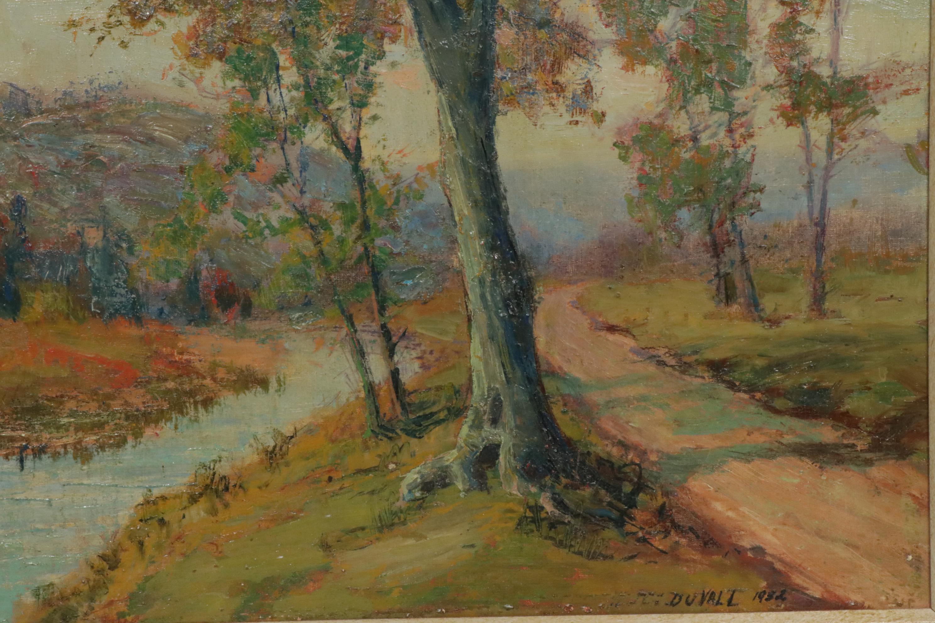 Charles William Duvall Rural Creek Landscape Oil Painting