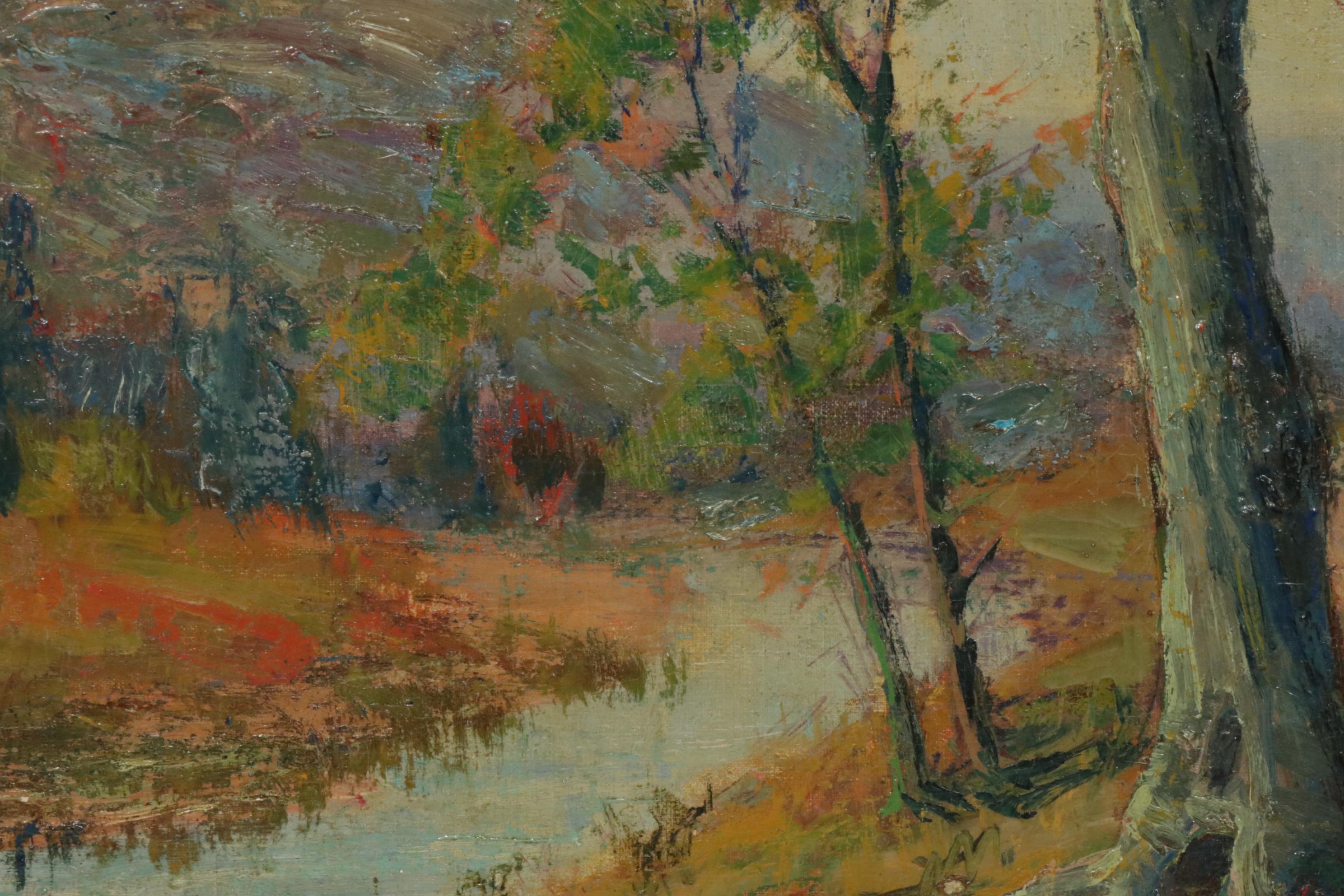 Charles William Duvall Rural Creek Landscape Oil Painting