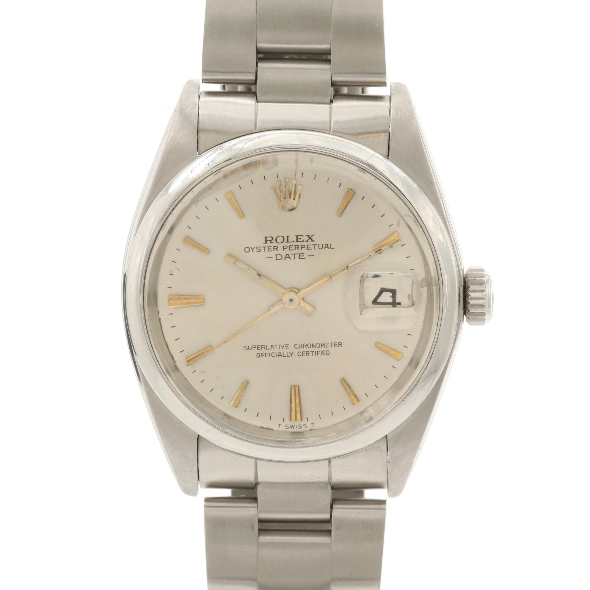 Vintage Rolex Date Stainless Steel Watch, 1968