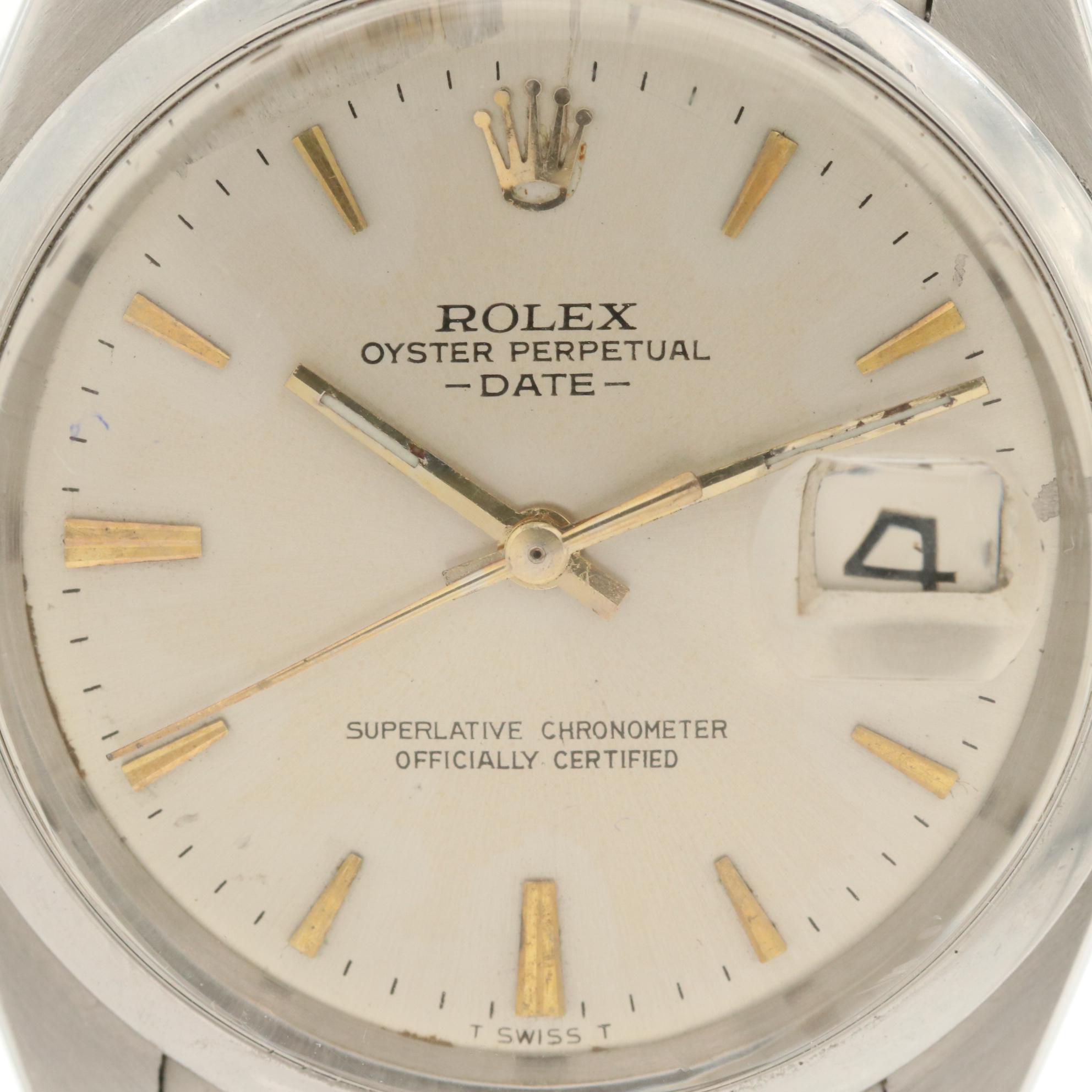 Vintage Rolex Date Stainless Steel Watch, 1968