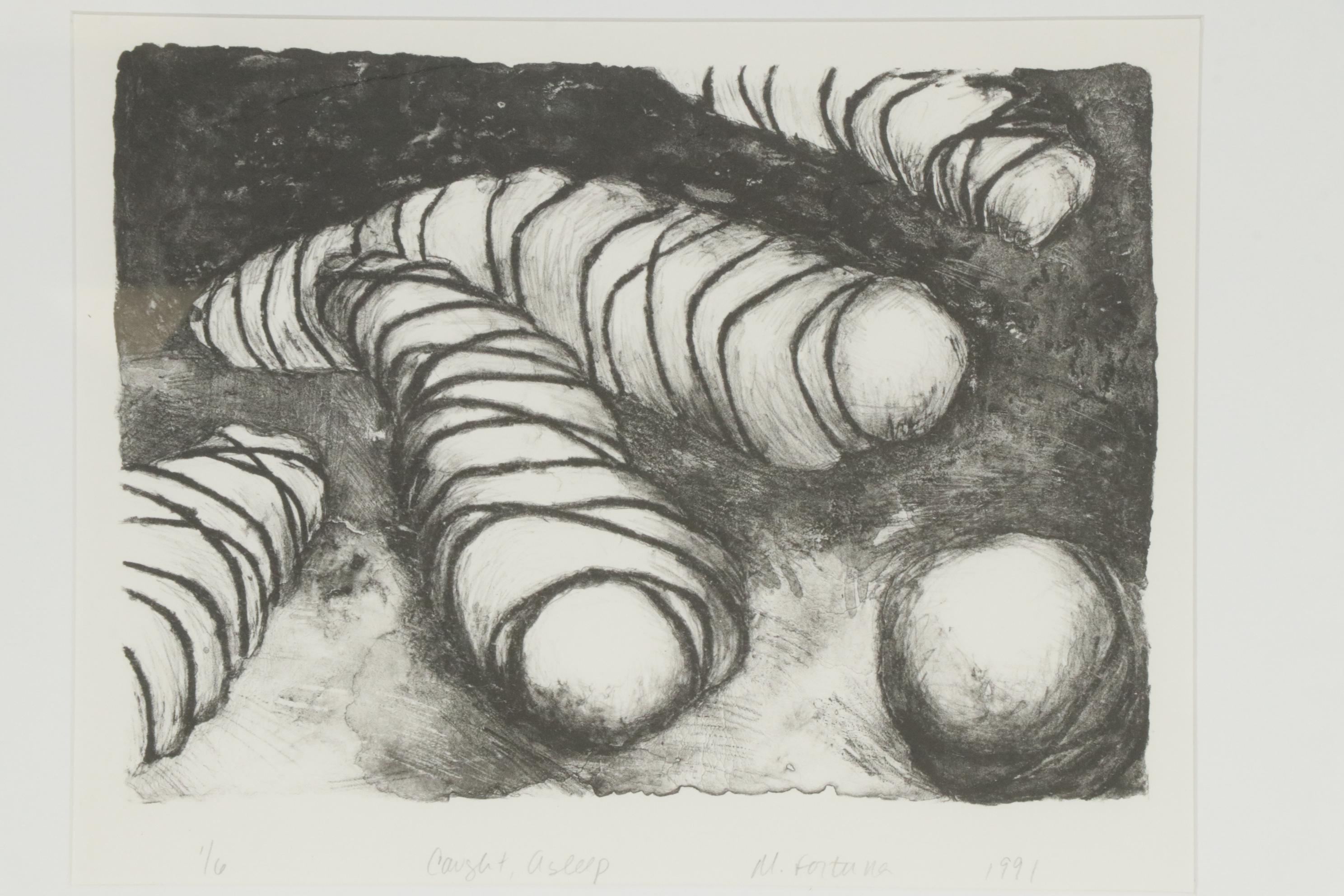 Mary Fortuna Lithograph "Caught, Asleep"