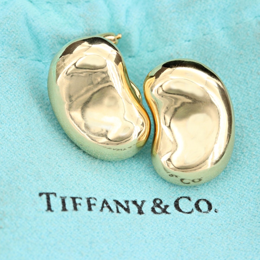 Elsa Peretti for Tiffany & Co. "Bean Design" 18K Yellow Gold Earrings