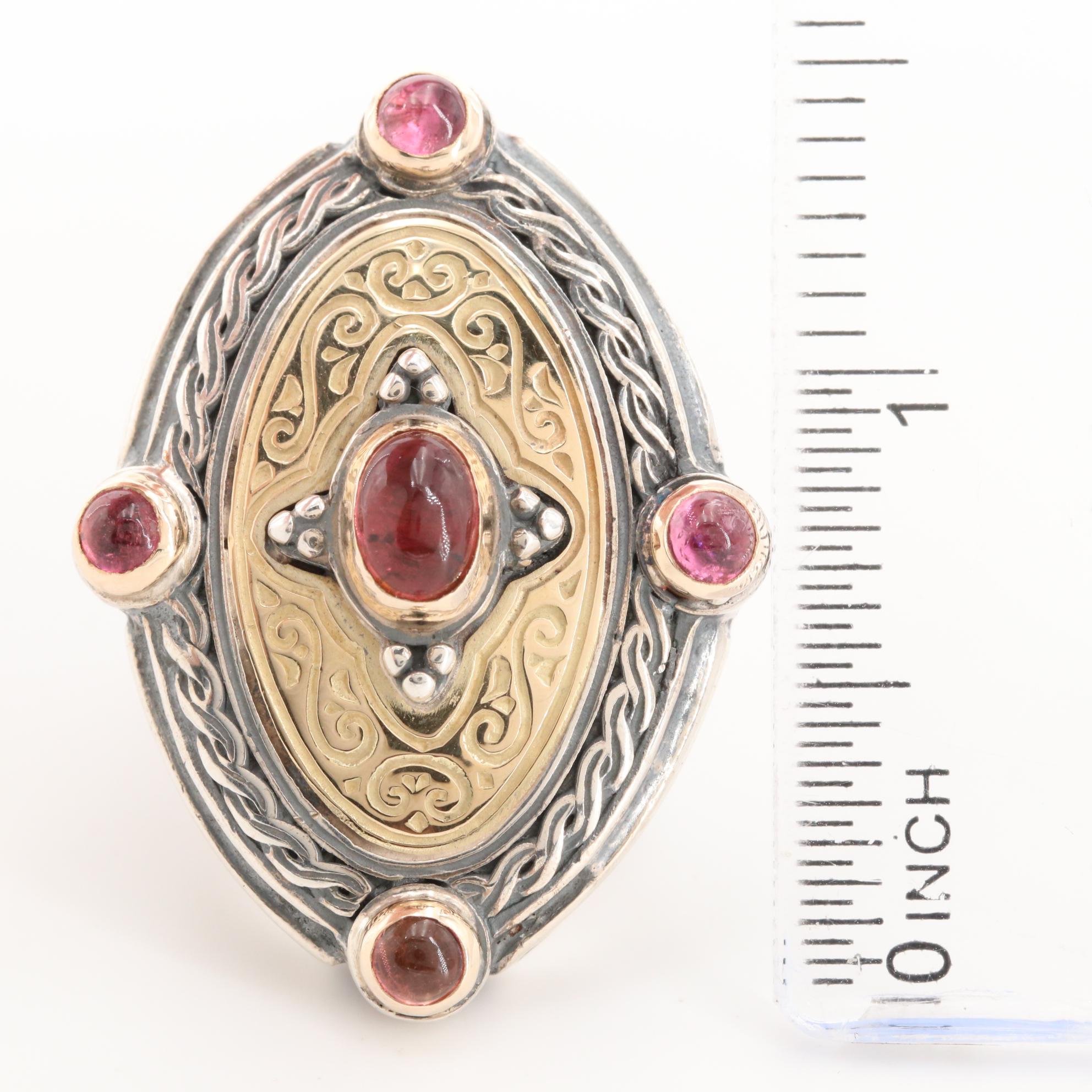 Konstantino "Nemesis" Sterling Pink Tourmaline Ring With 18K Yellow Gold Accents