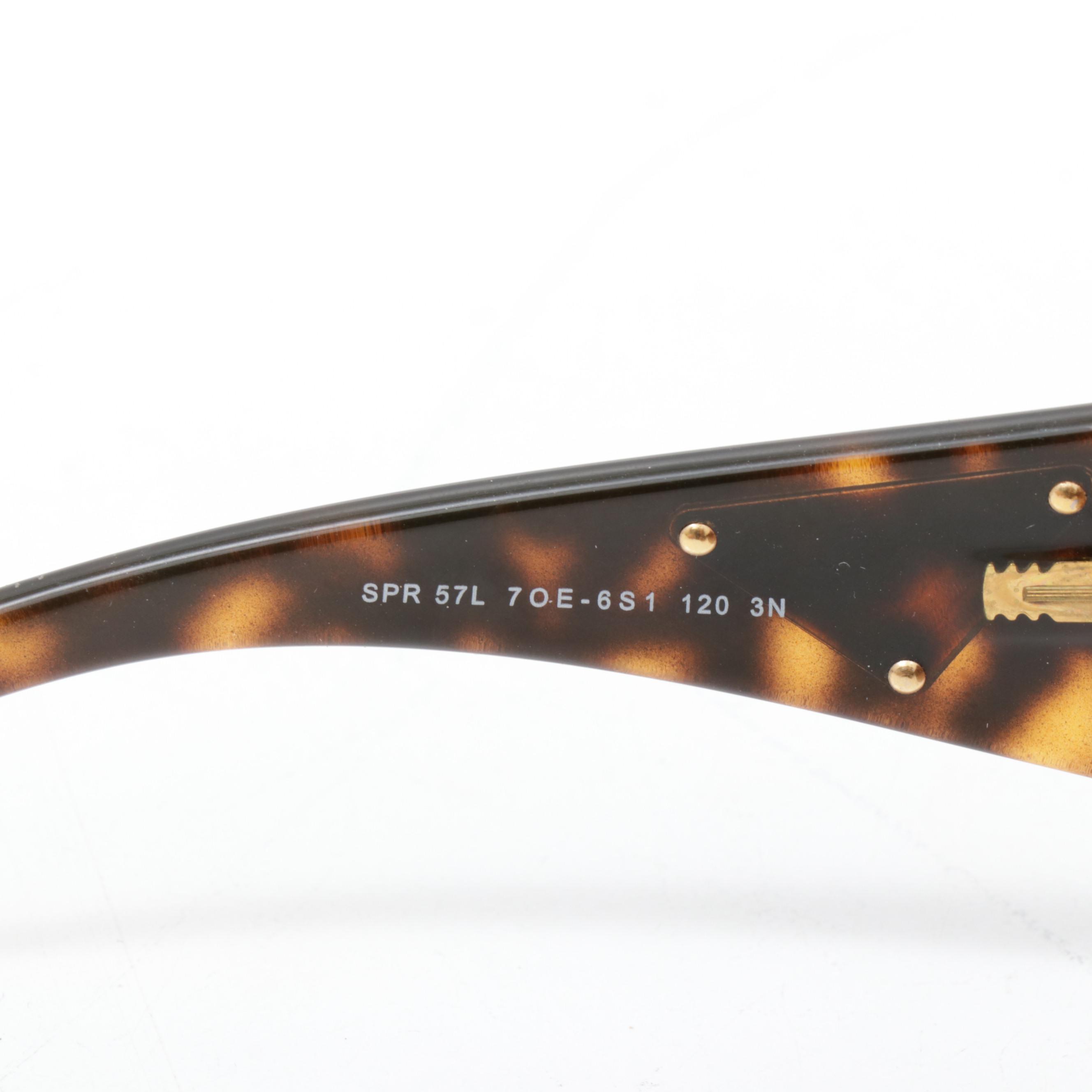 Prada SPR 57L Amber and Tortoise Sunglasses with Case and Dust Cloth