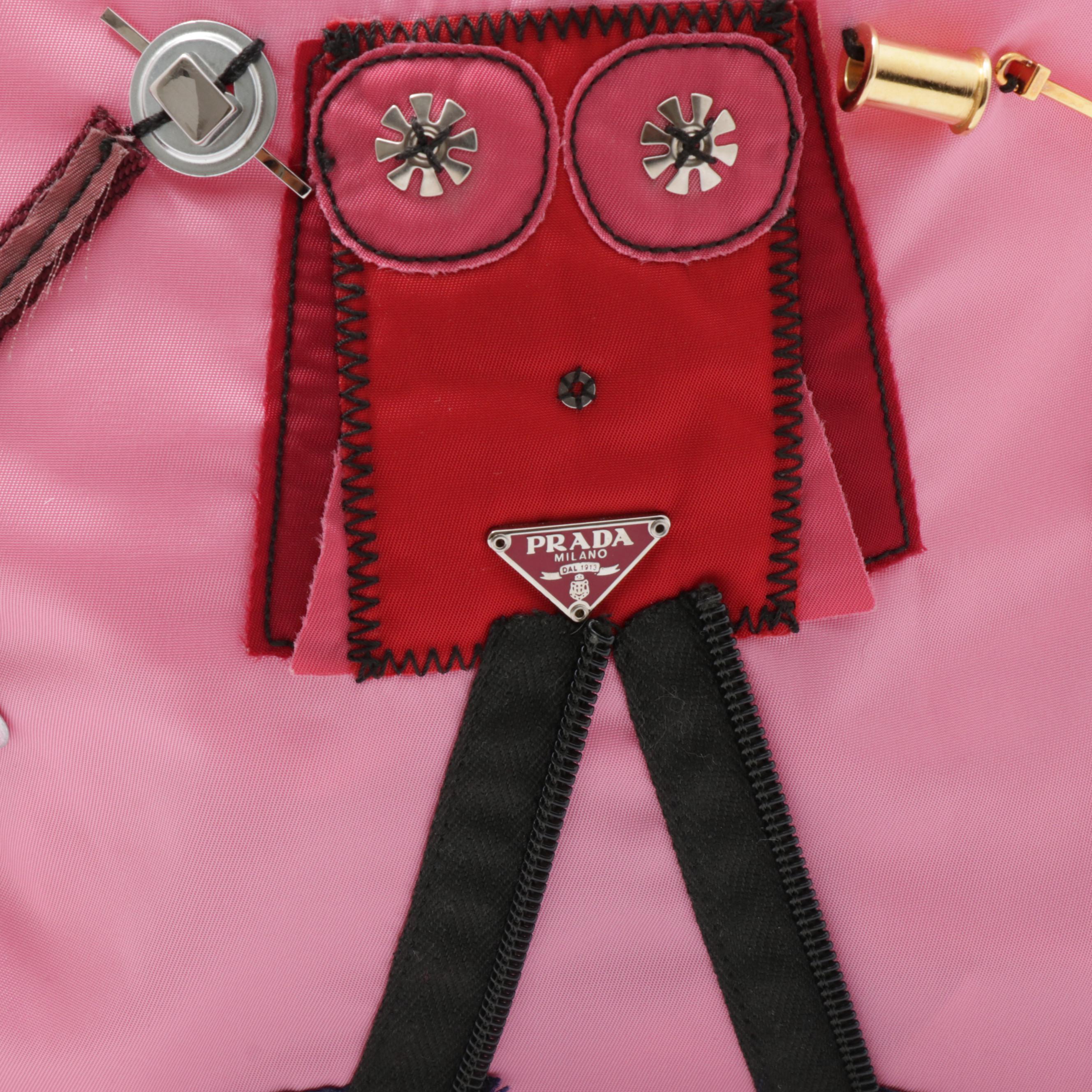 Prada Begonia Pink Tessuto Nylon Robot Shopping Tote Bag