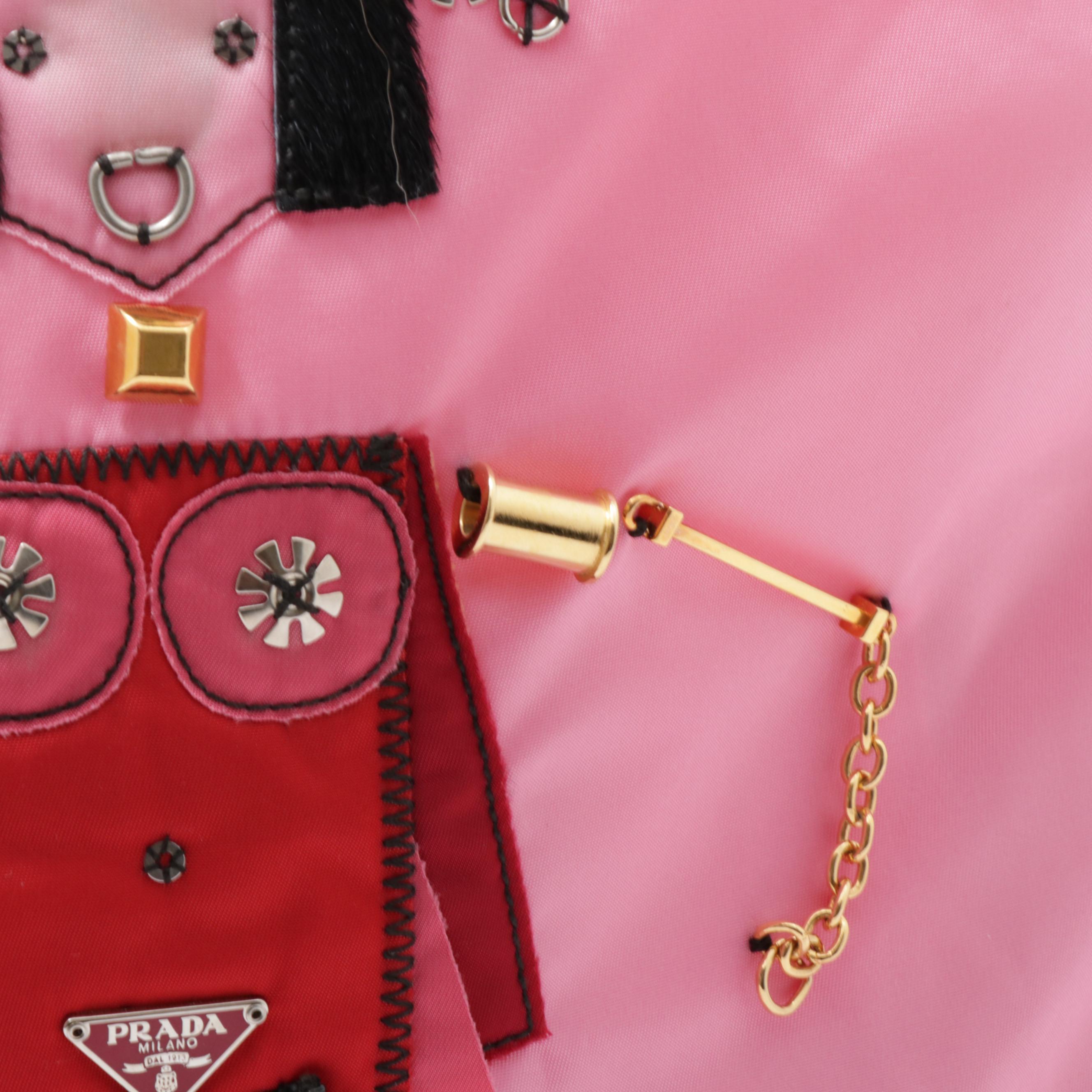 Prada Begonia Pink Tessuto Nylon Robot Shopping Tote Bag