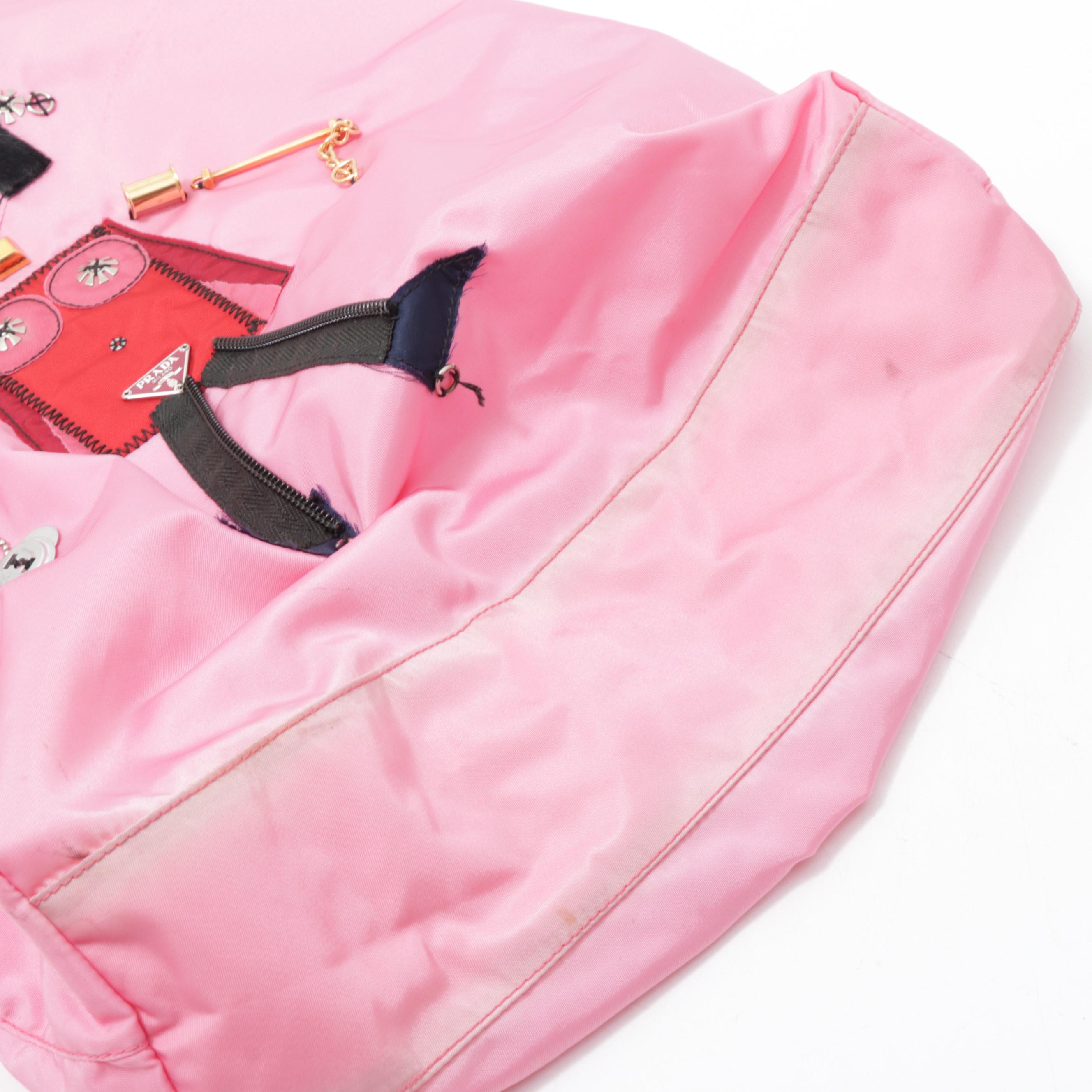 Prada Begonia Pink Tessuto Nylon Robot Shopping Tote Bag