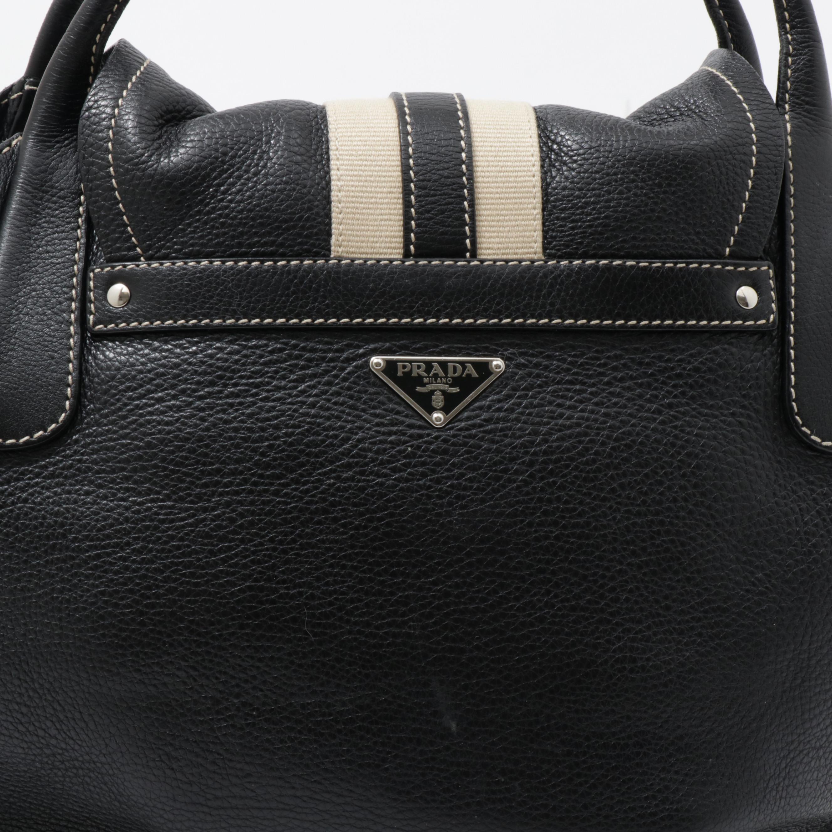Prada Black Vitello Leather and Lizard Skin Shoulder Bag, Made in Italy