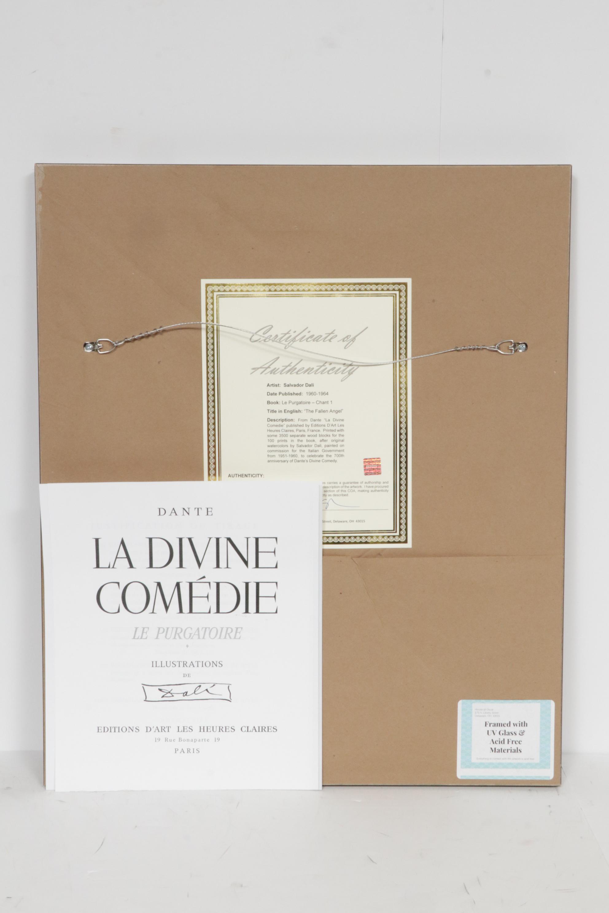 Salvador Dalí Wood Engraving "Purgatory Canto 1: The Fallen Angel"