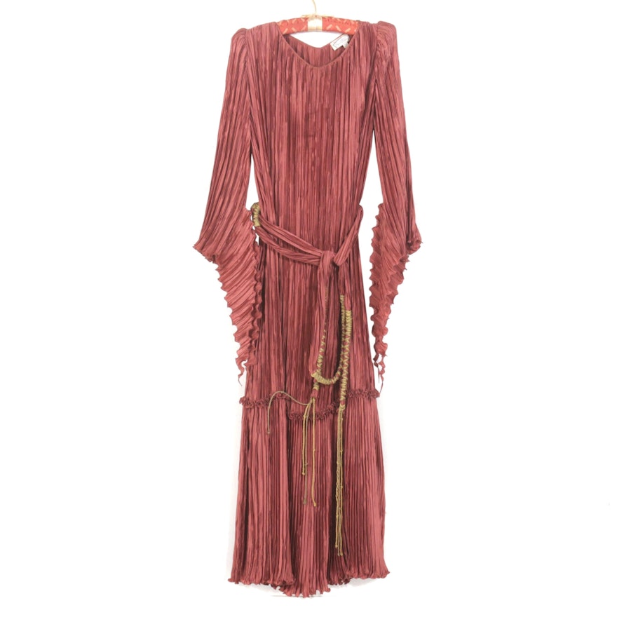 Mary McFadden Plissé Pleated Evening Dress, Vintage