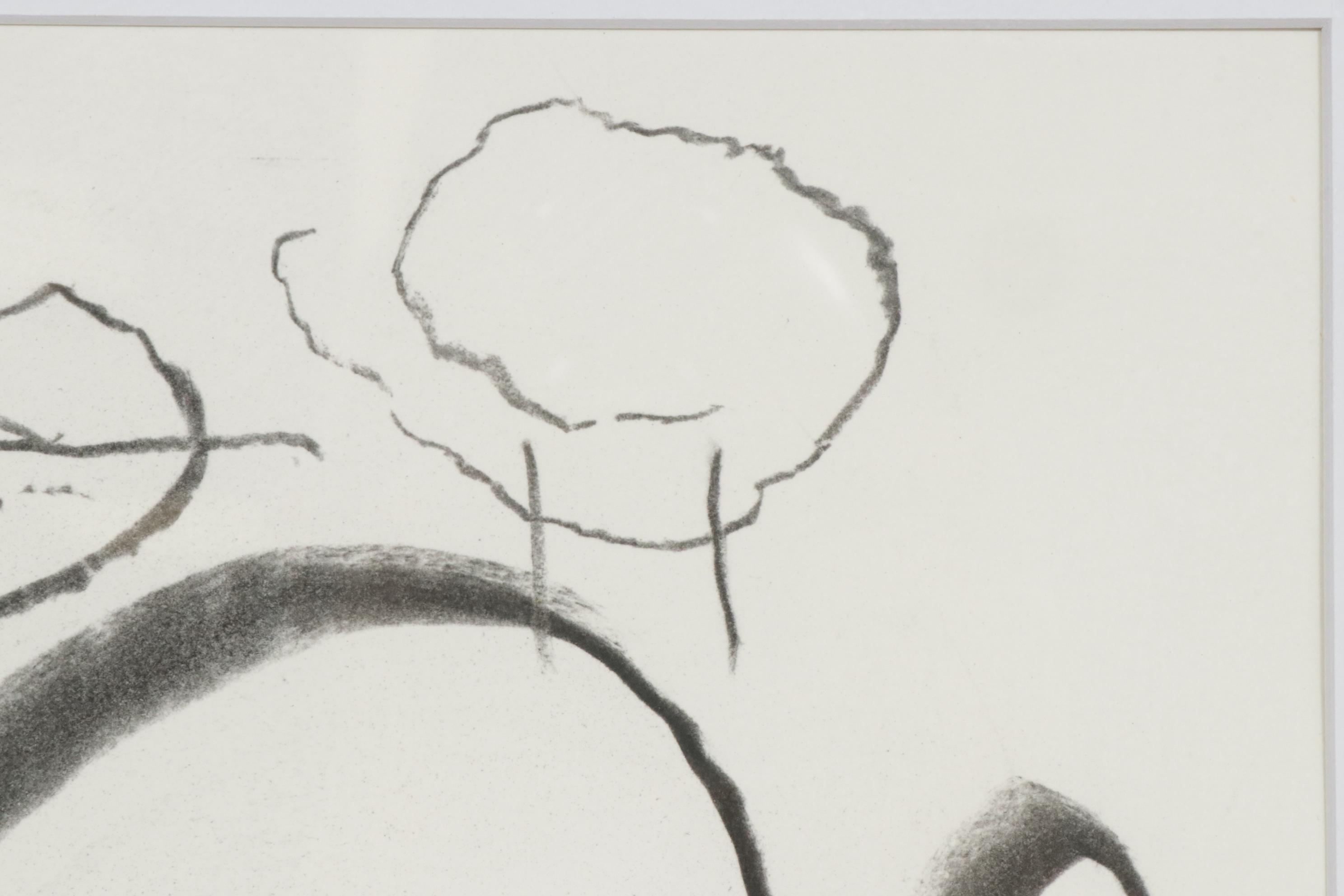 Paul Chidlaw Abstract Landscape Charcoal Drawing