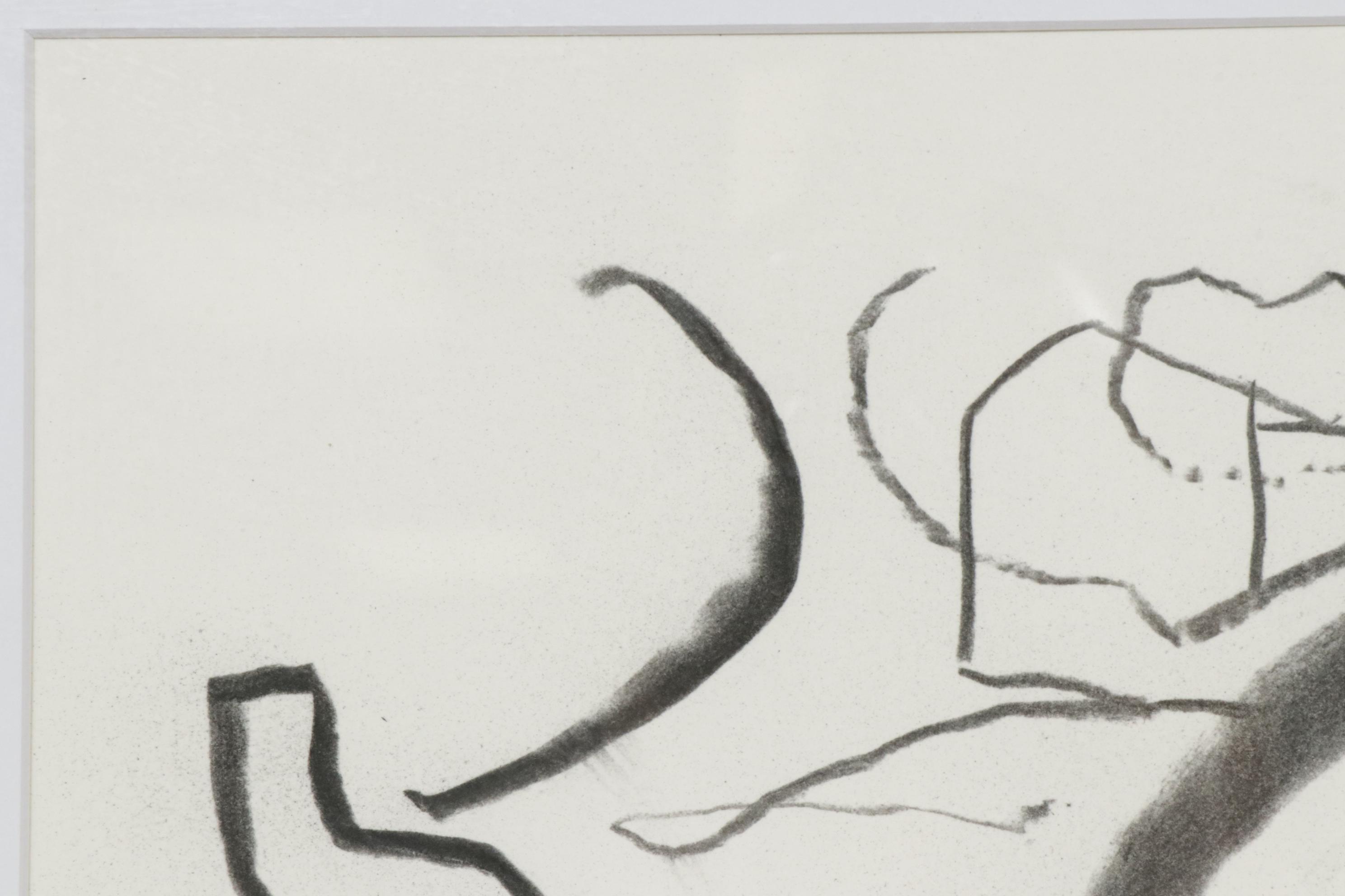 Paul Chidlaw Abstract Landscape Charcoal Drawing