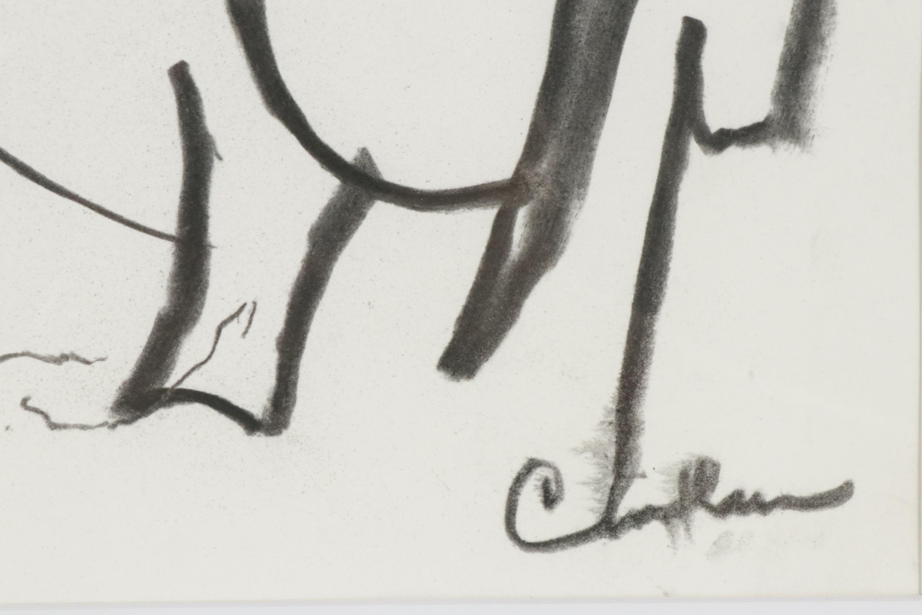 Paul Chidlaw Abstract Landscape Charcoal Drawing