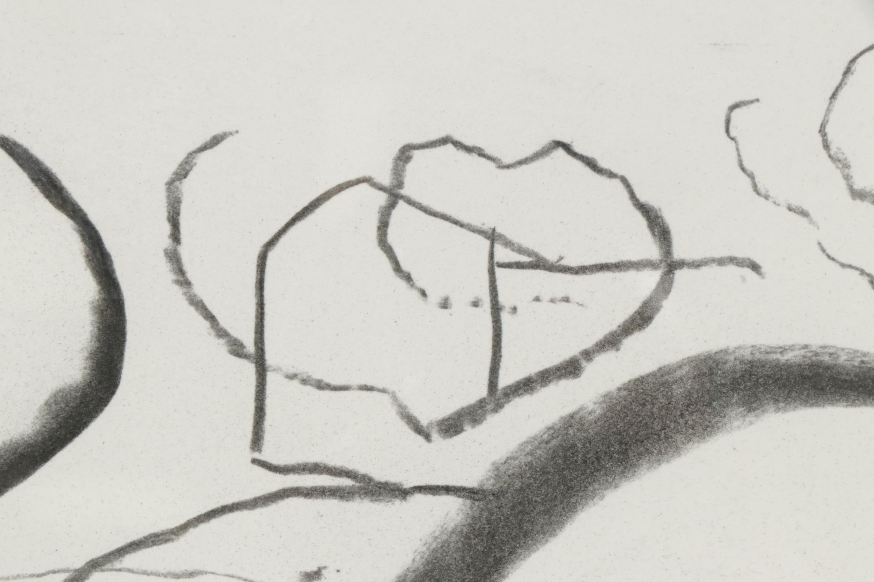 Paul Chidlaw Abstract Landscape Charcoal Drawing