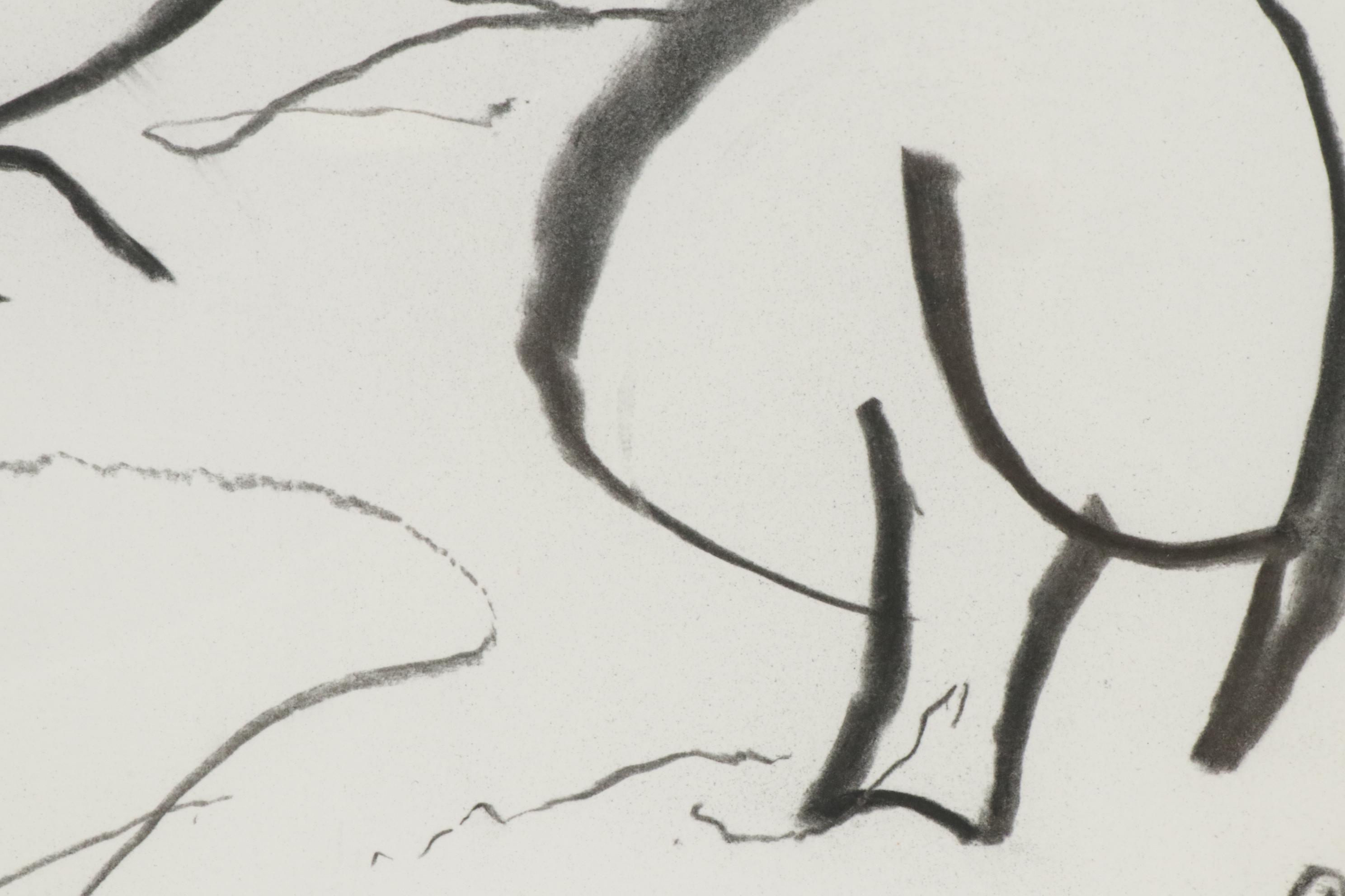 Paul Chidlaw Abstract Landscape Charcoal Drawing