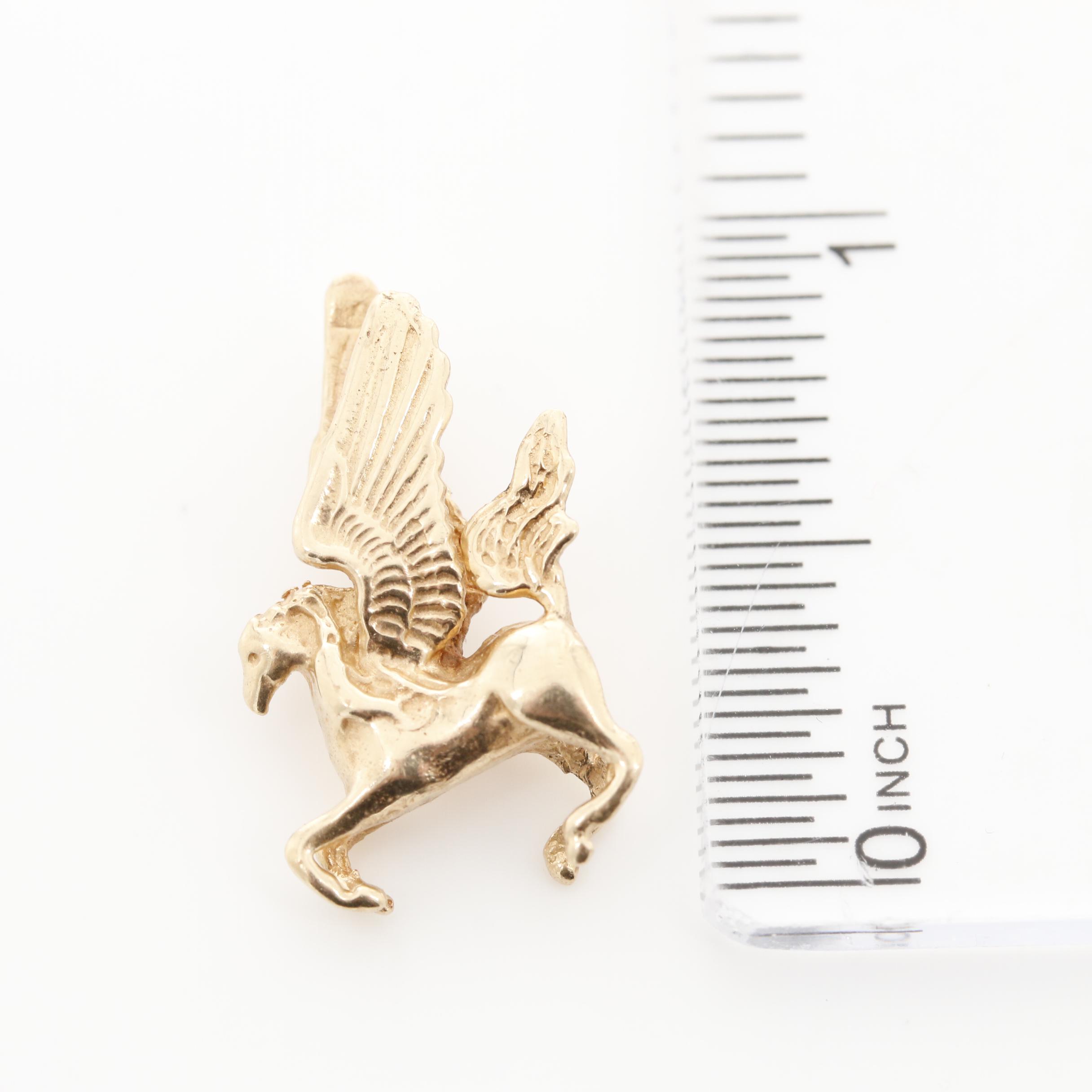 10K Yellow Gold Pegasus Pendant