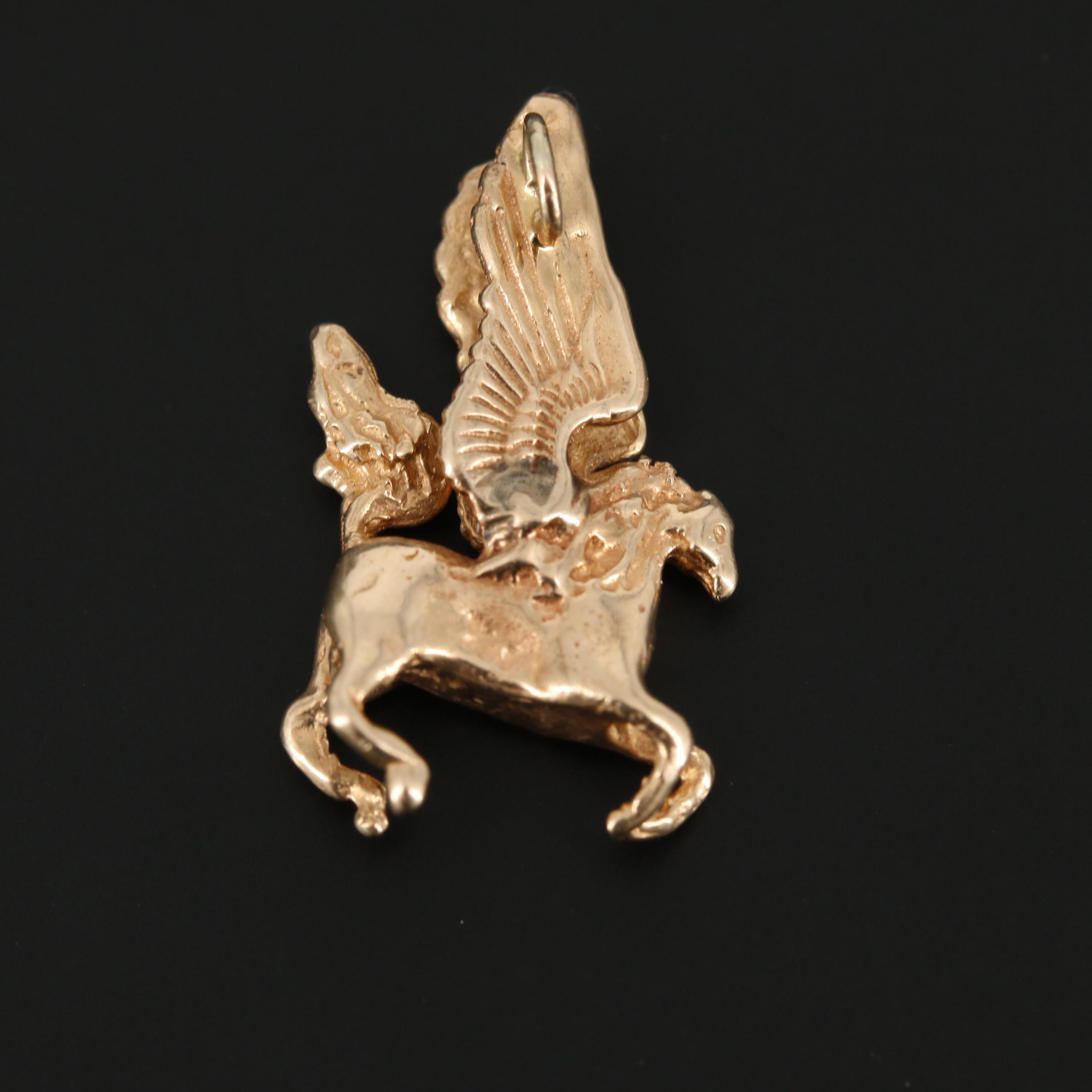 10K Yellow Gold Pegasus Pendant