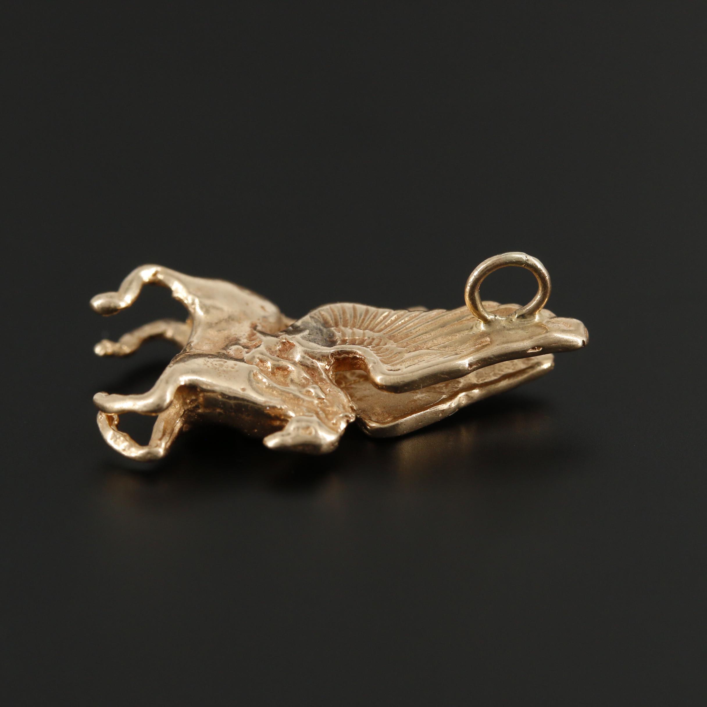 10K Yellow Gold Pegasus Pendant