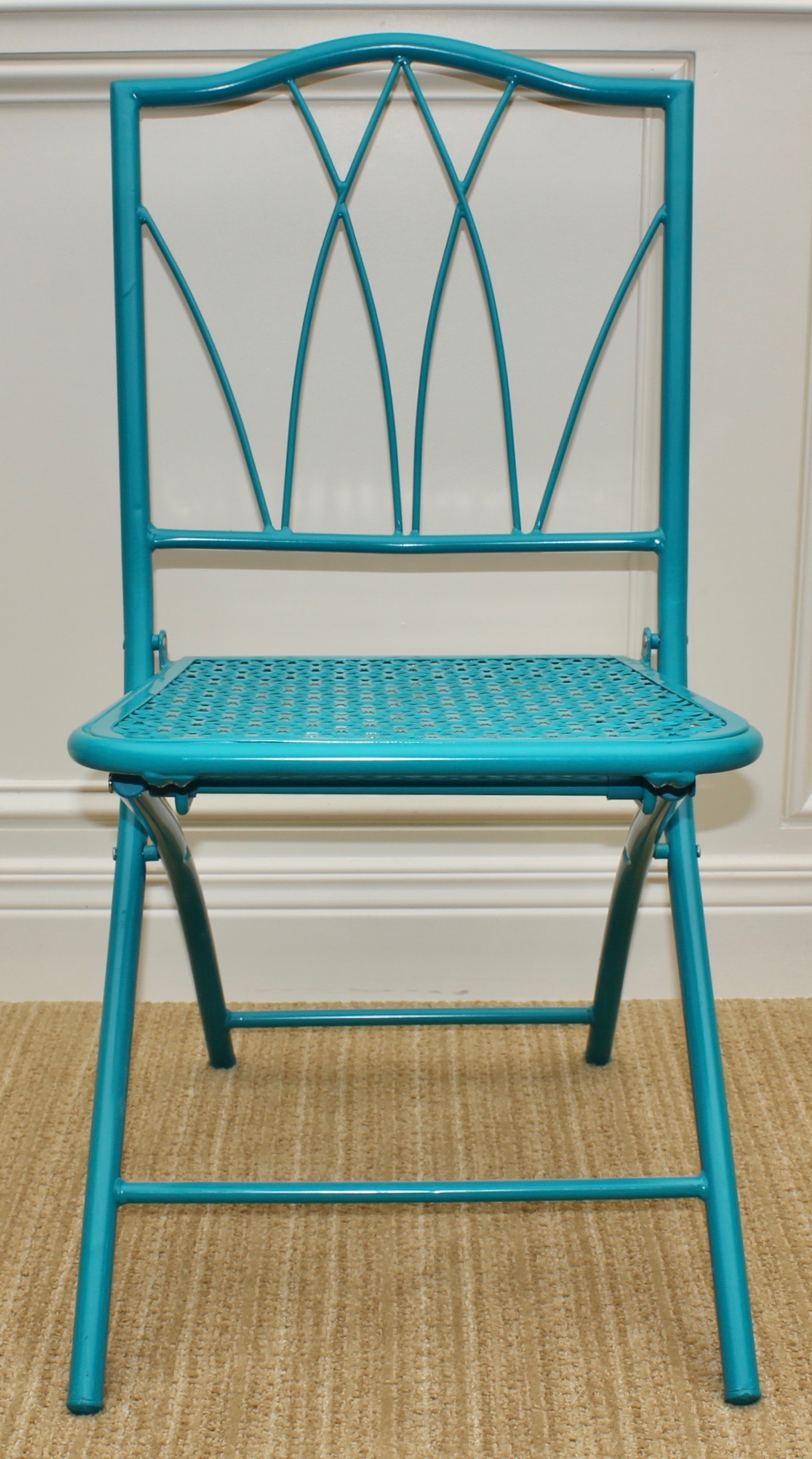 Contemporary Teal Metal Folding Bistro Dining Set