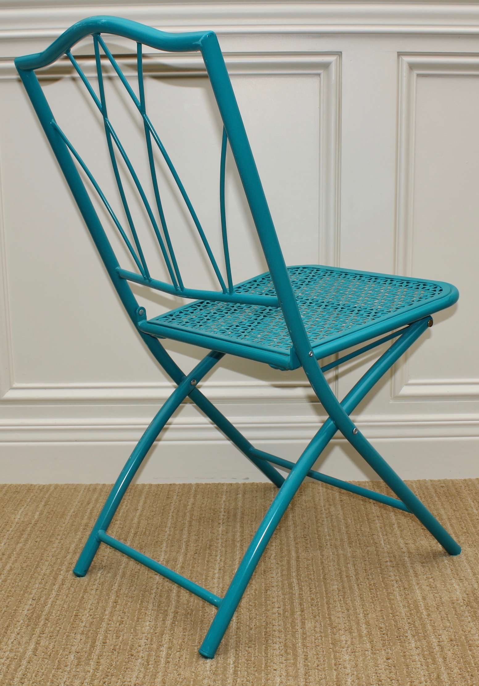 Contemporary Teal Metal Folding Bistro Dining Set