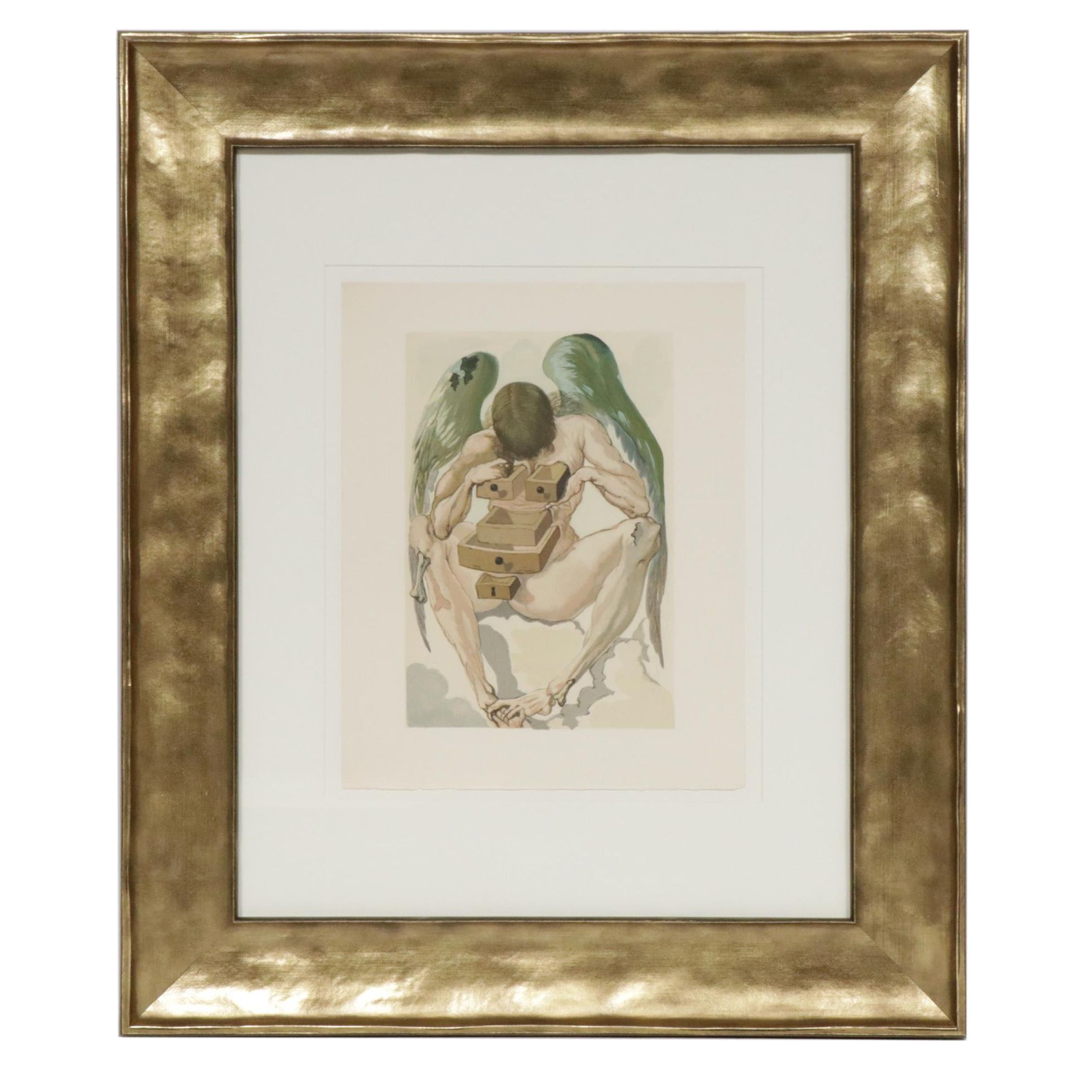 Salvador Dalí Wood Engraving "Purgatory Canto 1: The Fallen Angel"