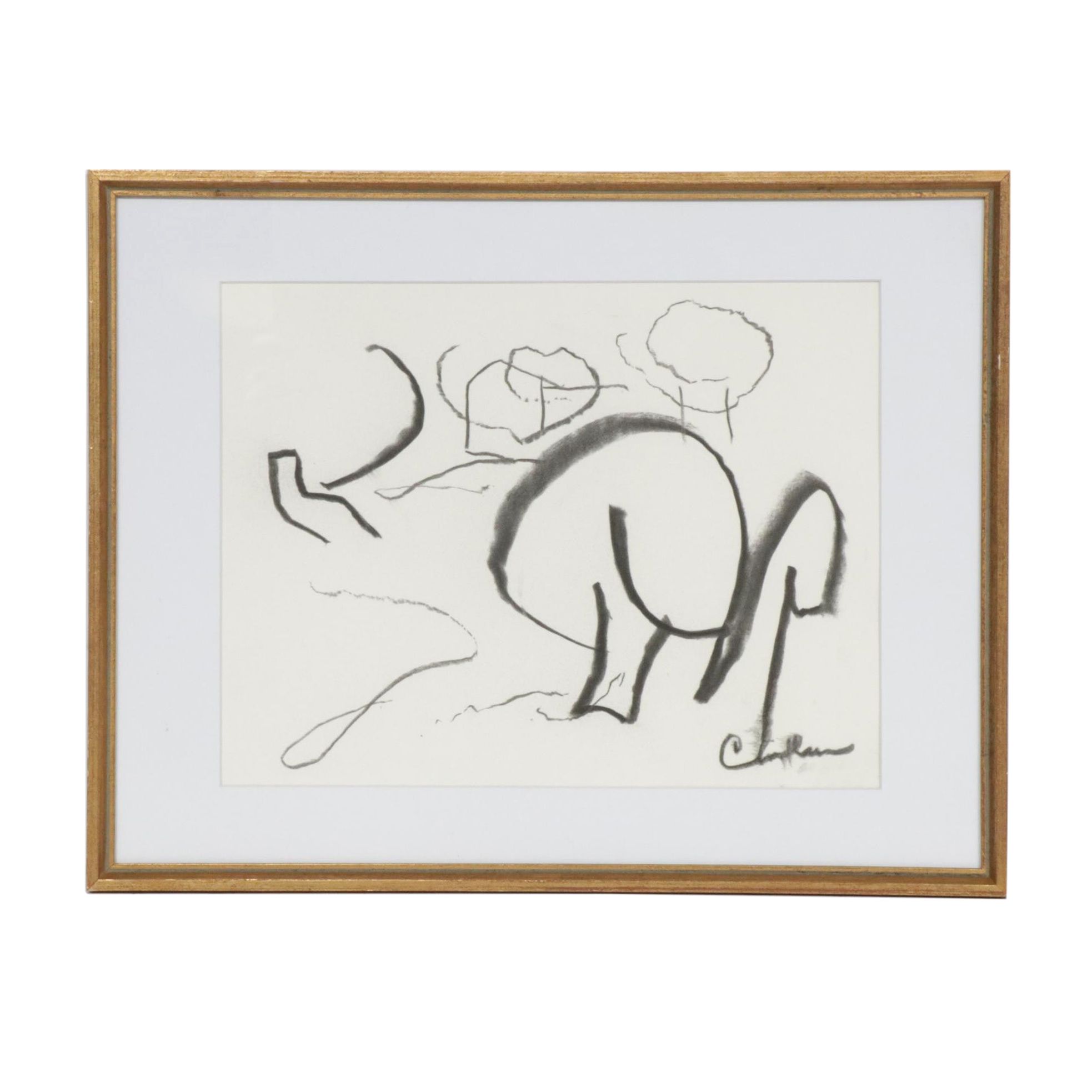 Paul Chidlaw Abstract Landscape Charcoal Drawing