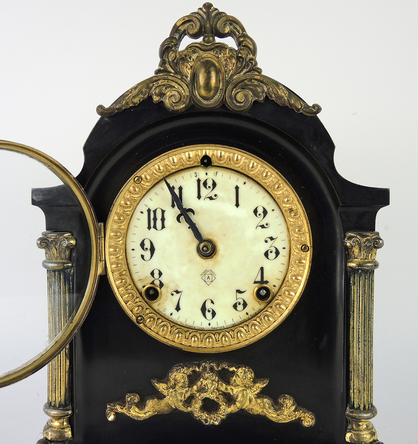 Ansonia Clock Company "Danube" Iron Mantel Clock, Circa 1900