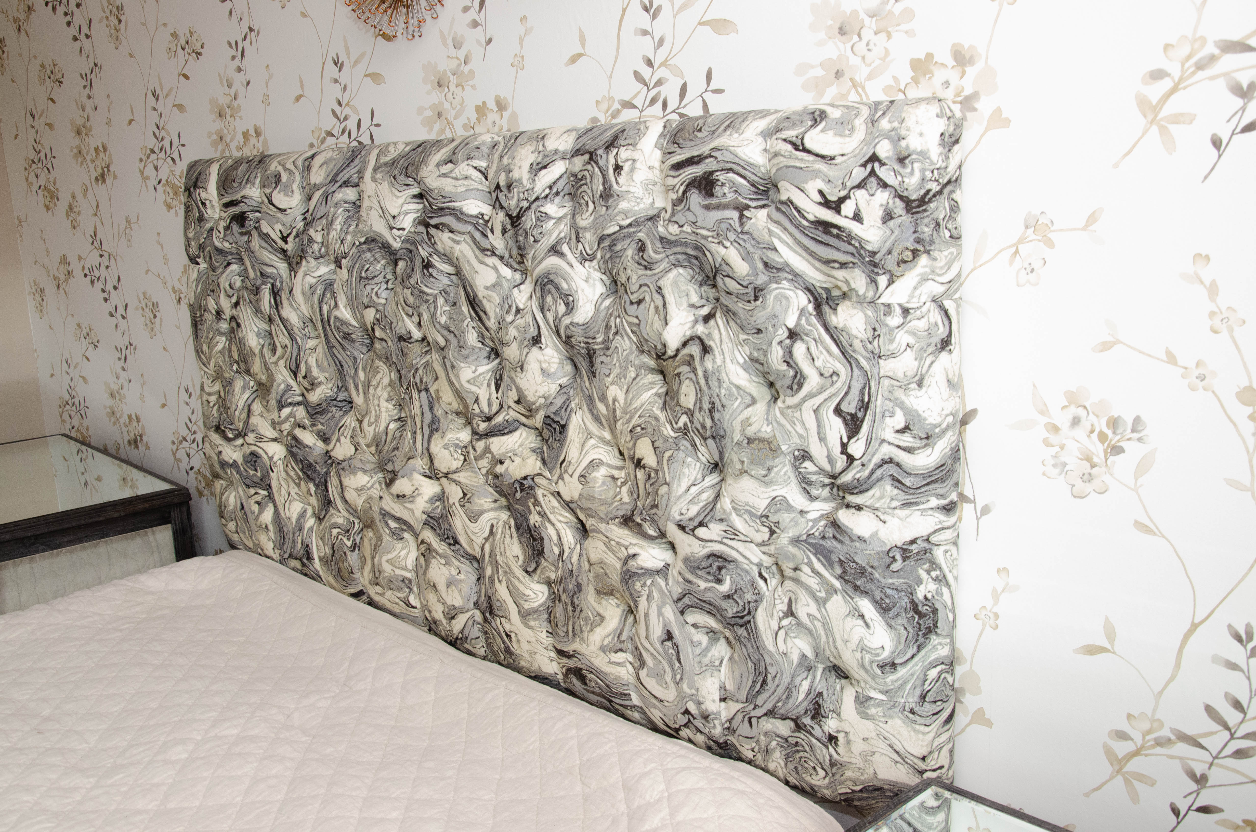 Button-Tufted Queen Size Headboard and Bed Frame with Rufino Plush Mattress