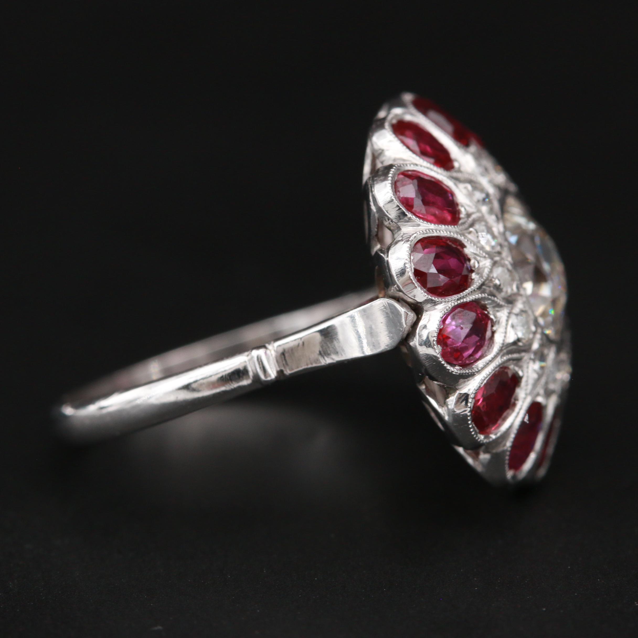Vintage Platinum 1.47 CTW Diamond and Ruby Ring